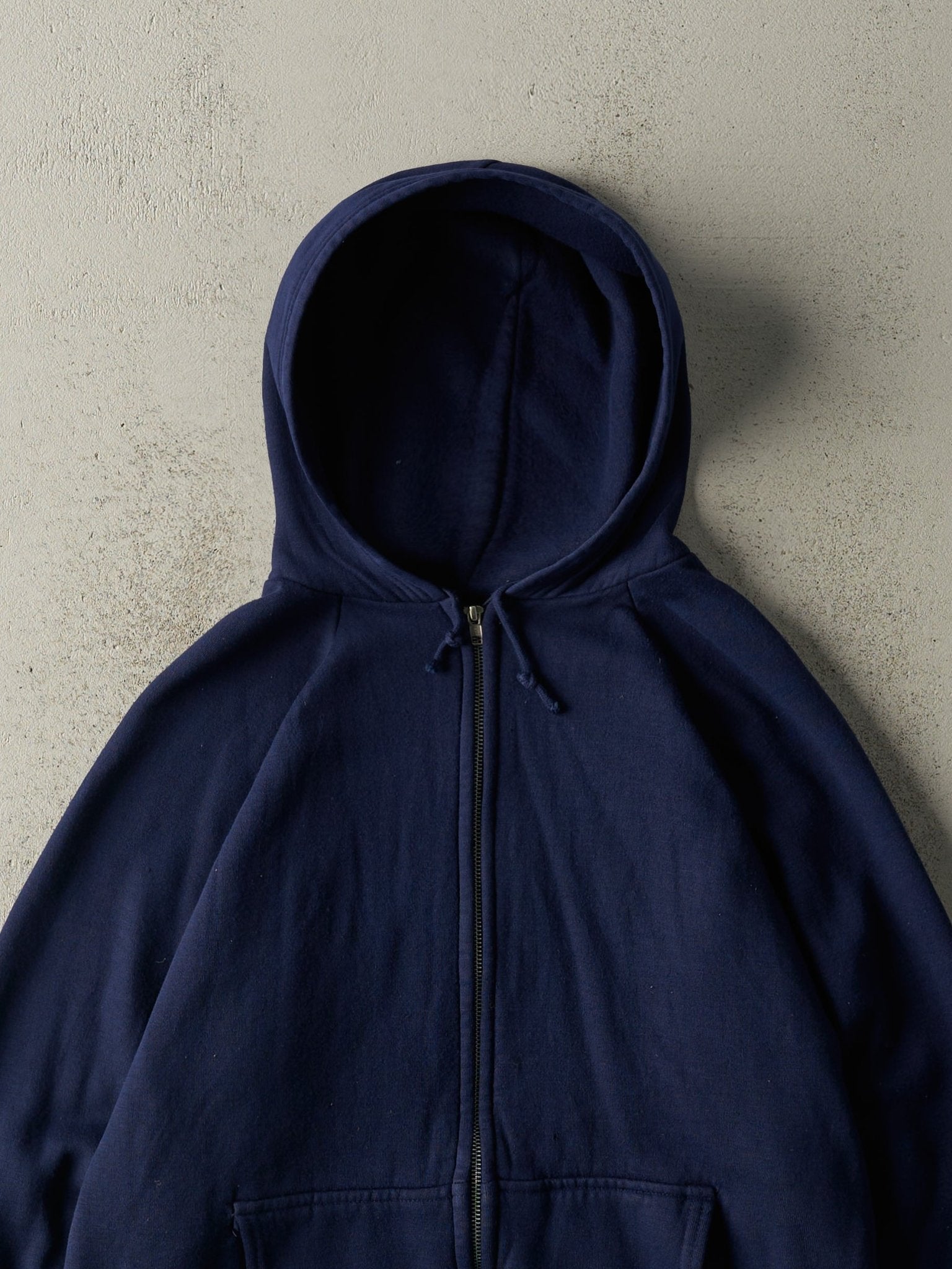 Vintage 90s Navy Blue Thermal Lined Zip Up Hoodie (M)