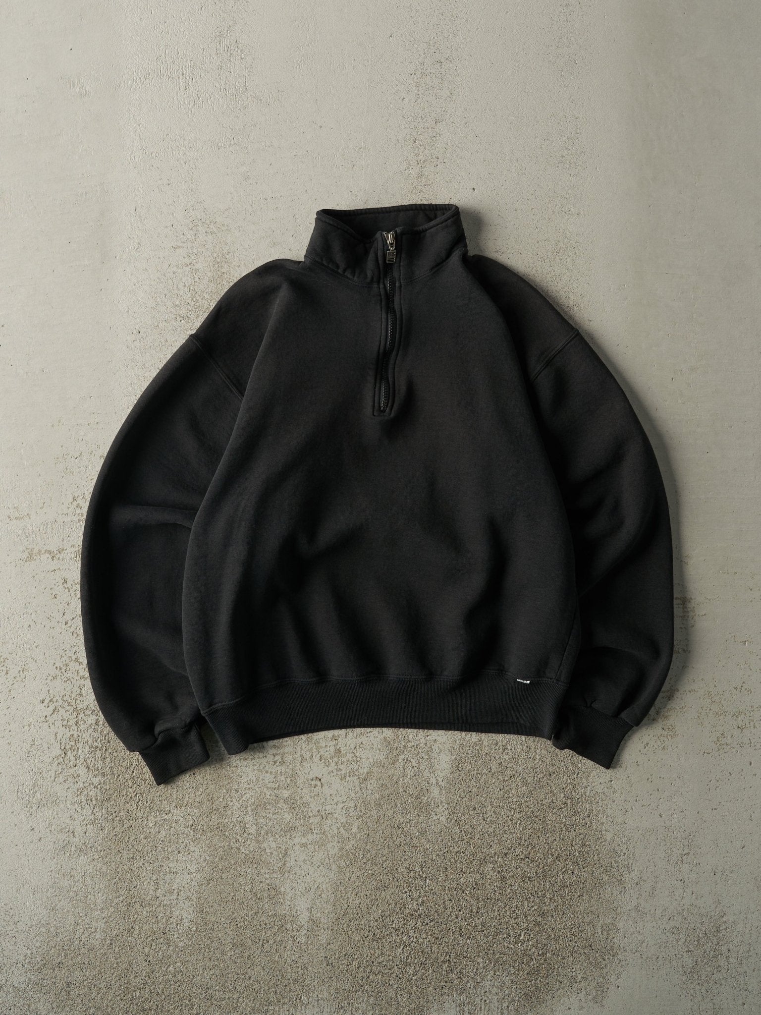 Vintage 90s Black Russell Athletic Quarter Zip Sweater (M)