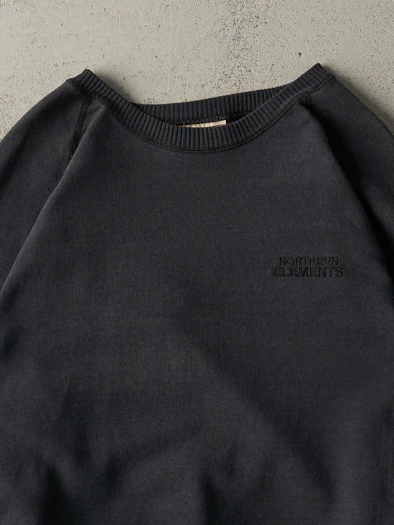 Vintage 90s Faded Black Embroidered Northern Elements Crewneck (XL)