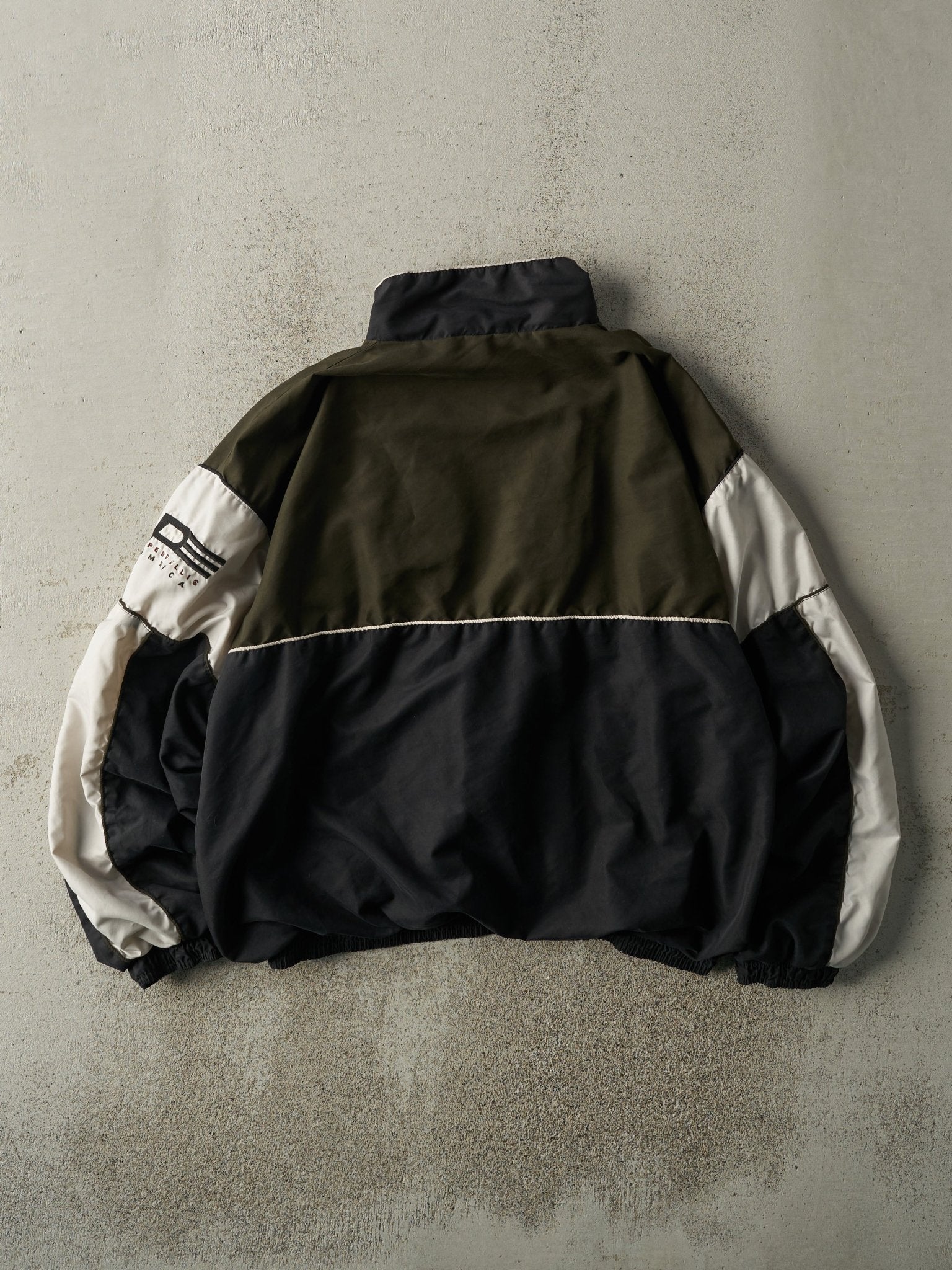 Vintage 90s Black, Green & White Perry Ellis Windbreaker Jacket (L)
