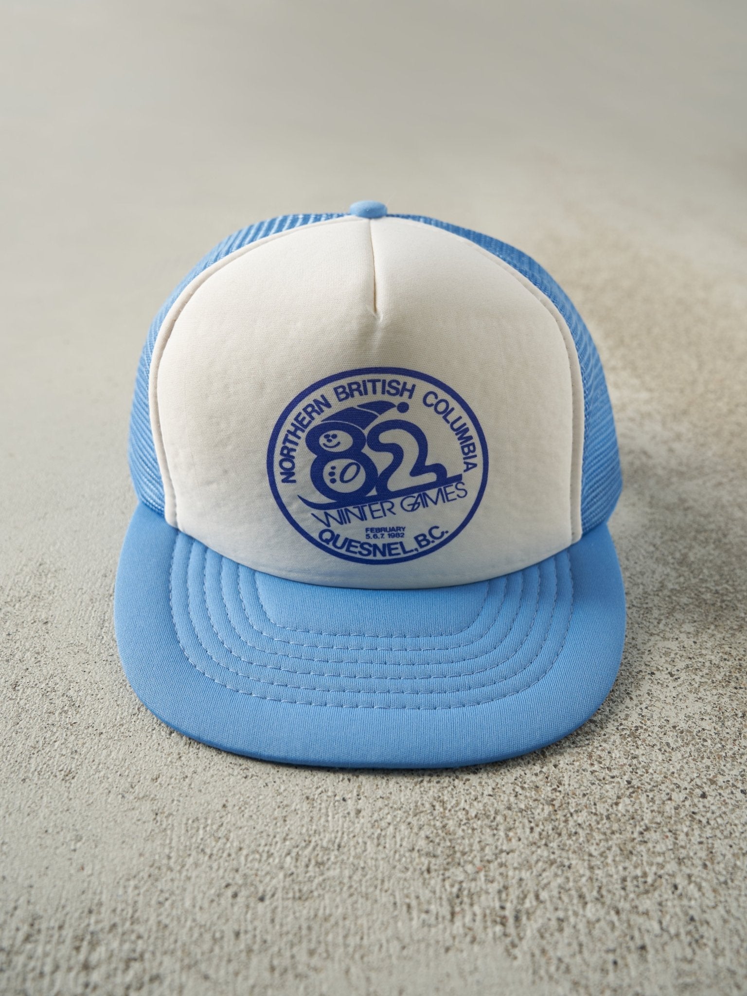 Vintage 82' Blue & White Northern British Columbia Winter Games Foam Trucker Hat