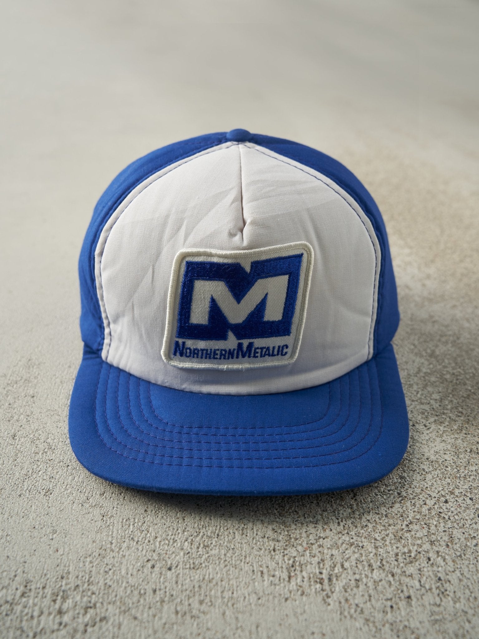 Vintage 80s Blue & White Northern Metalic Foam Snapback