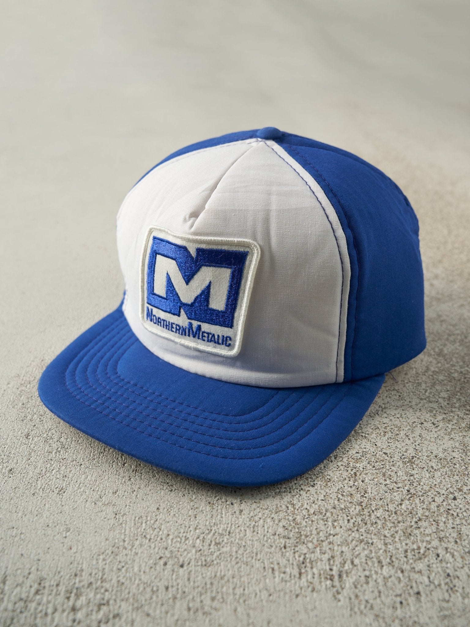 Vintage 80s Blue & White Northern Metalic Foam Snapback