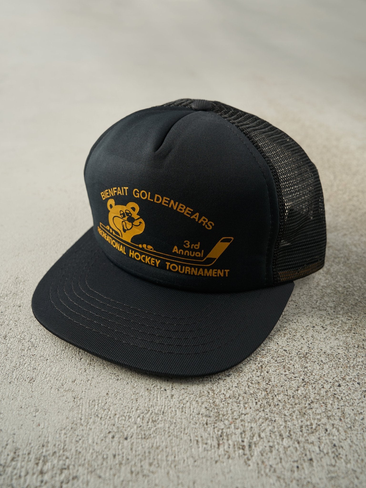 Vintage 90s Black Goldenbears Hockey Tournament Foam Trucker Hat