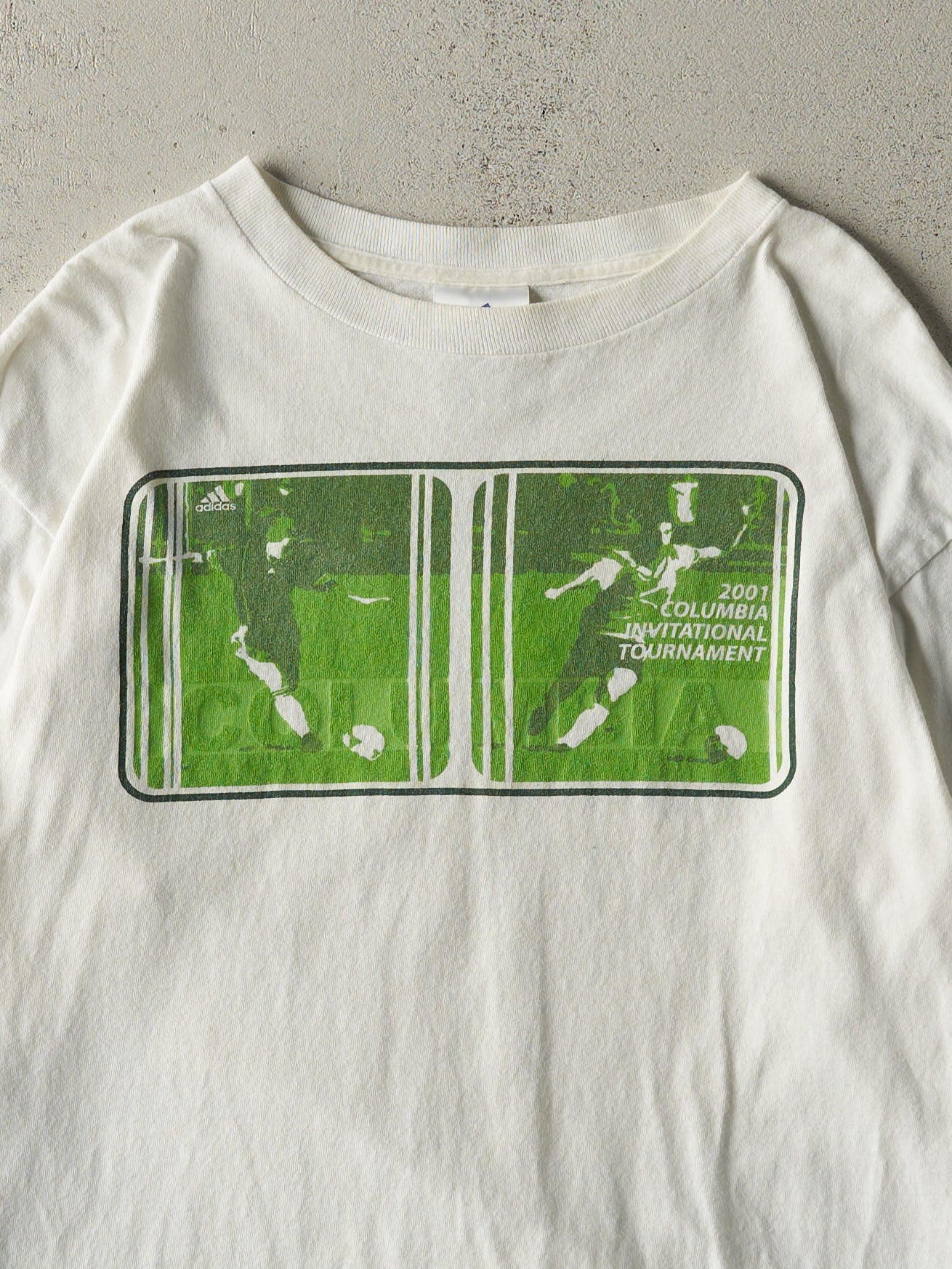 Vintage 01' White Adidas Soccer Long Sleeve (M)