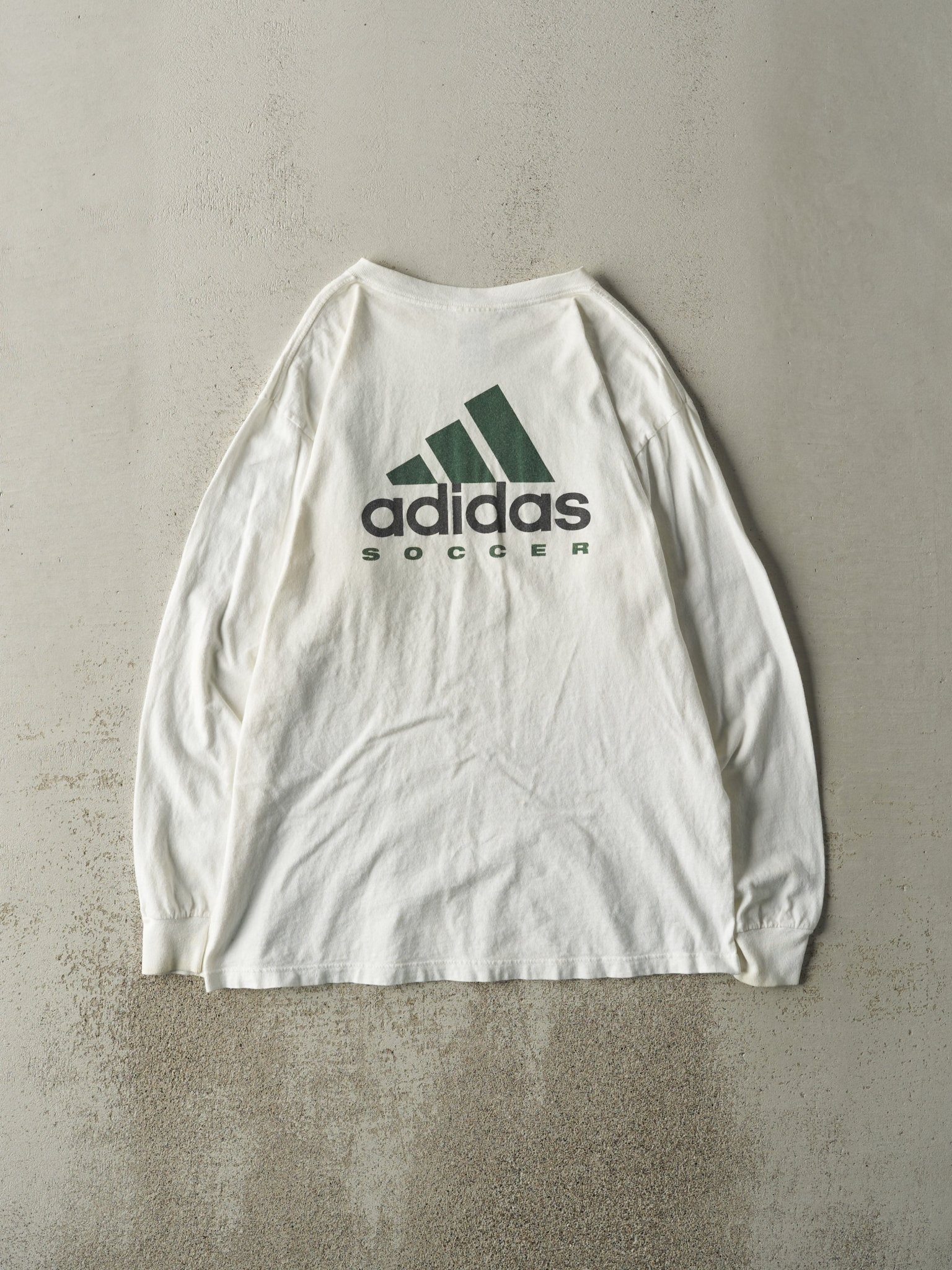 Vintage 01' White Adidas Soccer Long Sleeve (M)