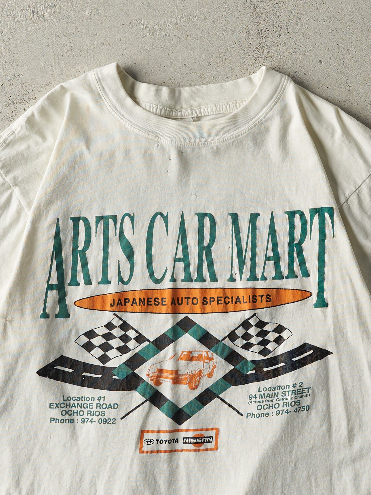 Vintage Y2K White Arts Car Mart Tee (M)