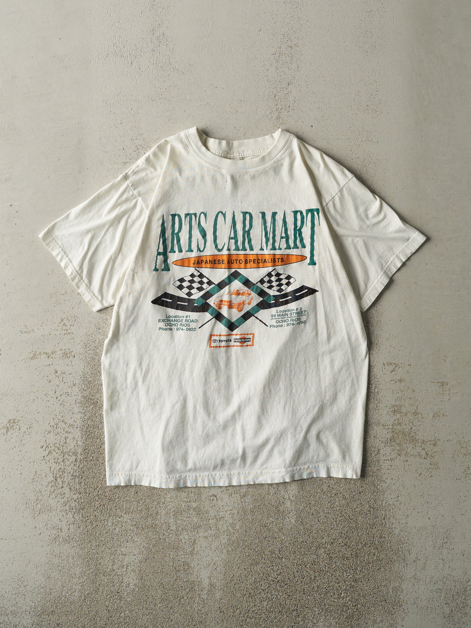 Vintage Y2K White Arts Car Mart Tee (M)