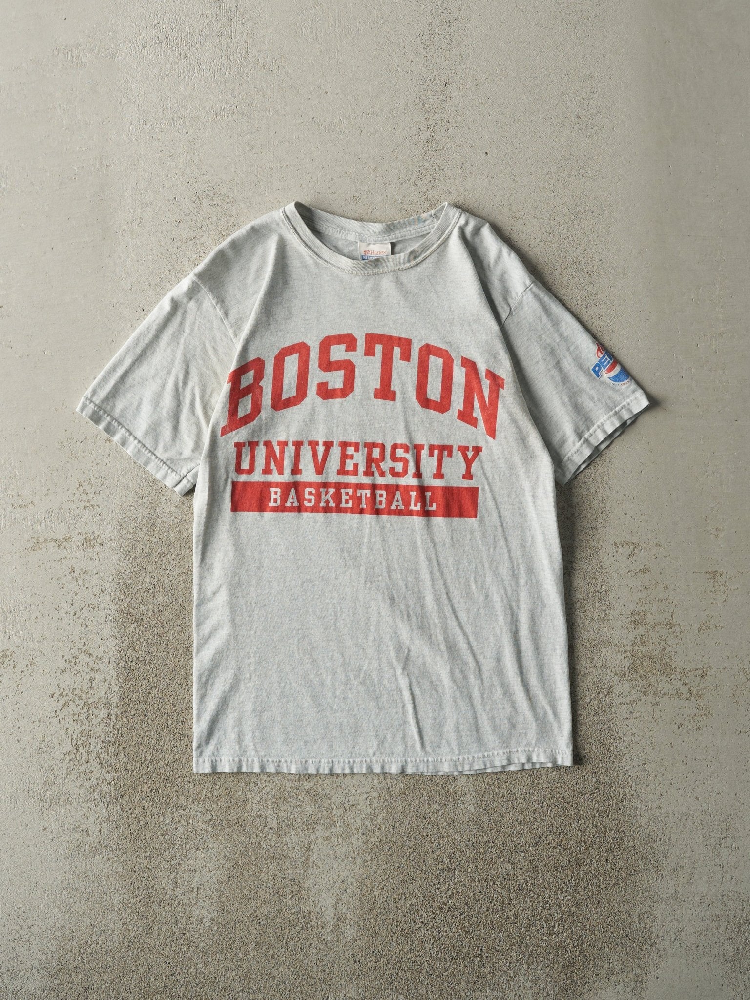 Vintage Y2K Heather Grey Boston University Basketball Tee (XS)