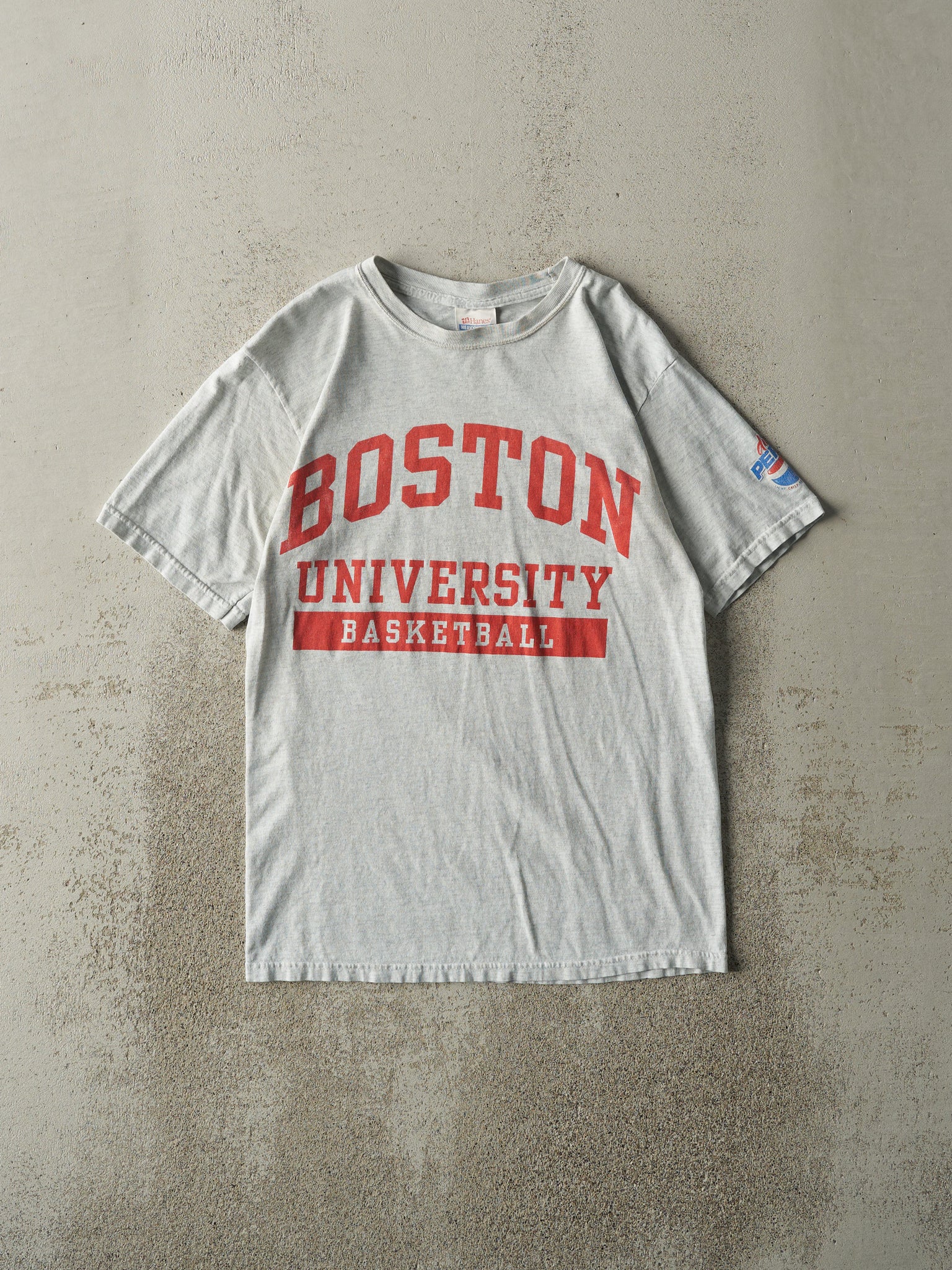 Vintage Y2K Heather Grey Boston University Basketball Tee (XS)