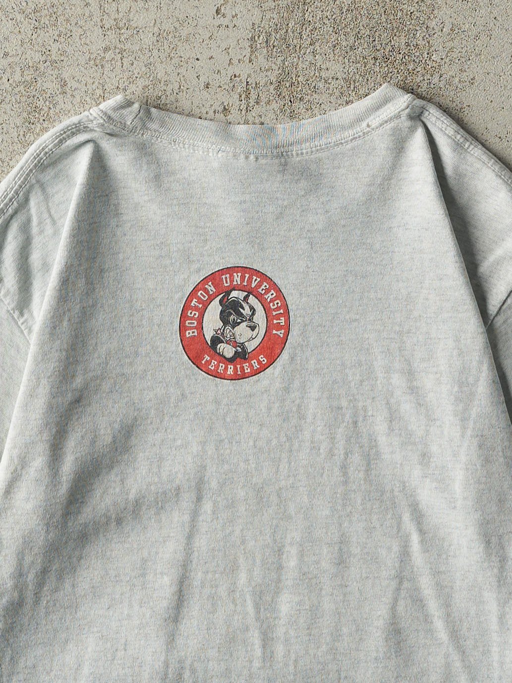 Vintage Y2K Heather Grey Boston University Basketball Tee (XS)