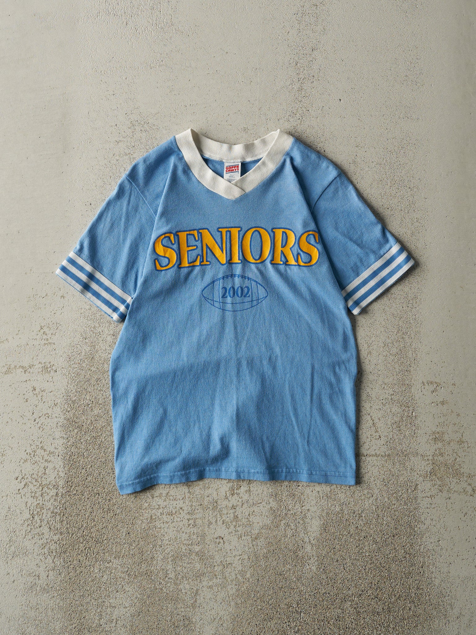 Vintage 02' Blue Seniors Football Baby Tee (XS)