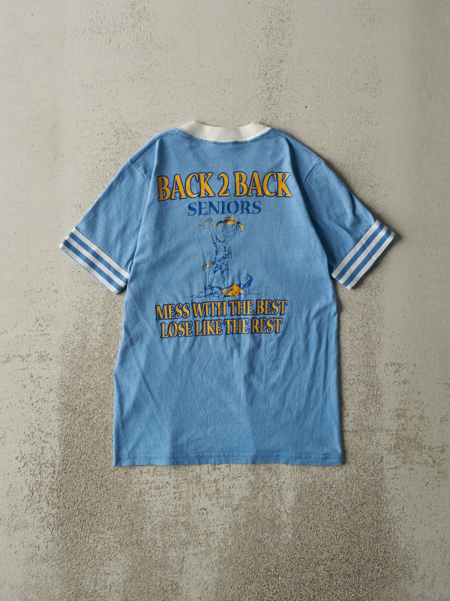 Vintage 02' Blue Seniors Football Baby Tee (XS)