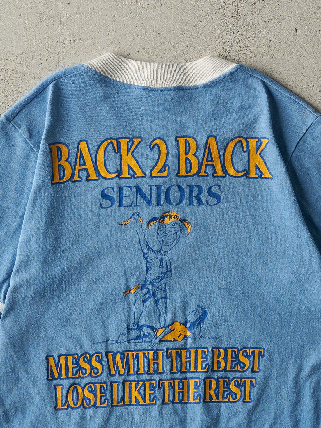 Vintage 02' Blue Seniors Football Baby Tee (XS)