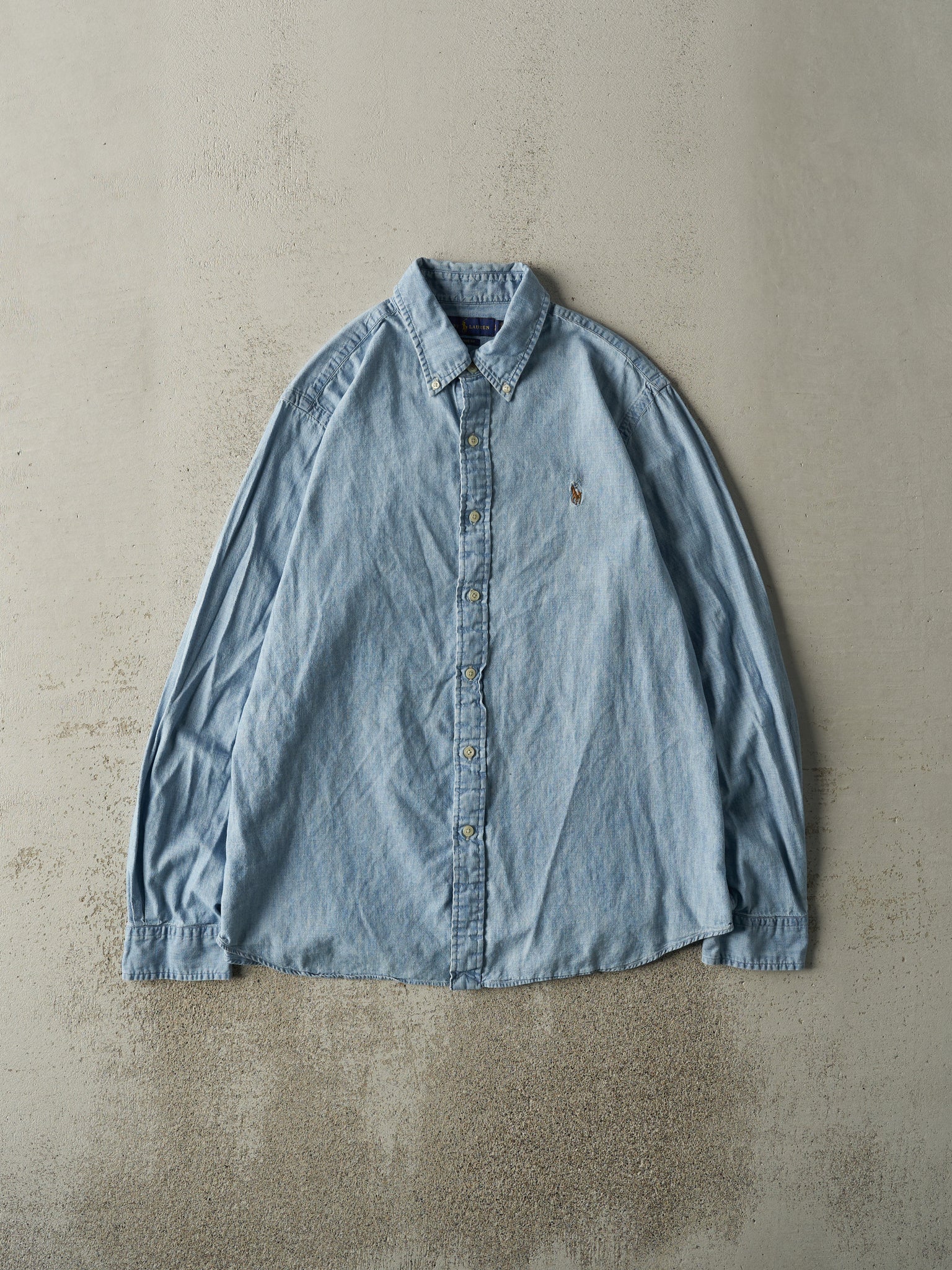 Vintage Y2K Light Wash Ralph Lauren Denim Button Up (M/L)