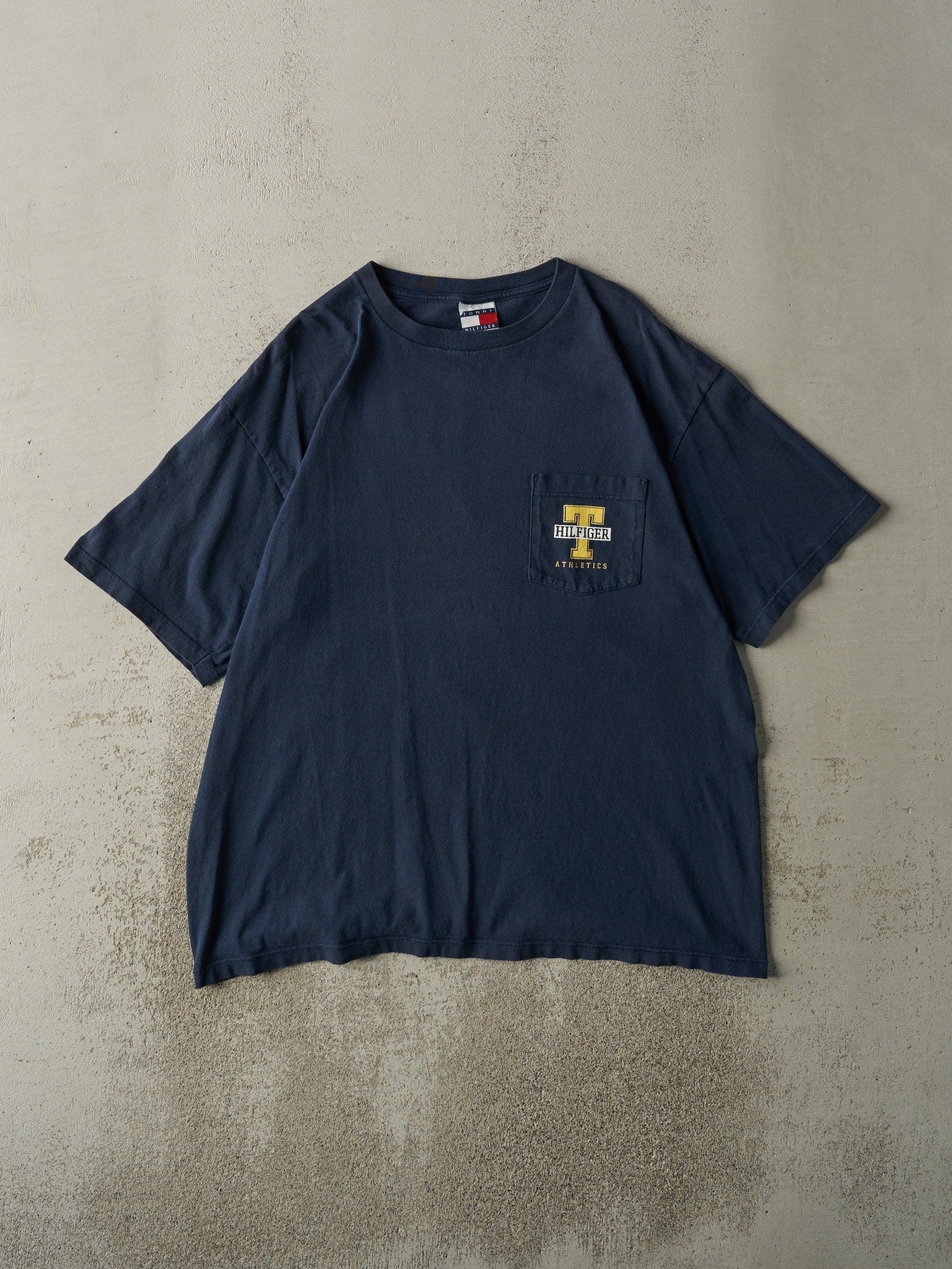 Vintage 90s Navy Blue Tommy Hilgifer Pocket Tee (L)