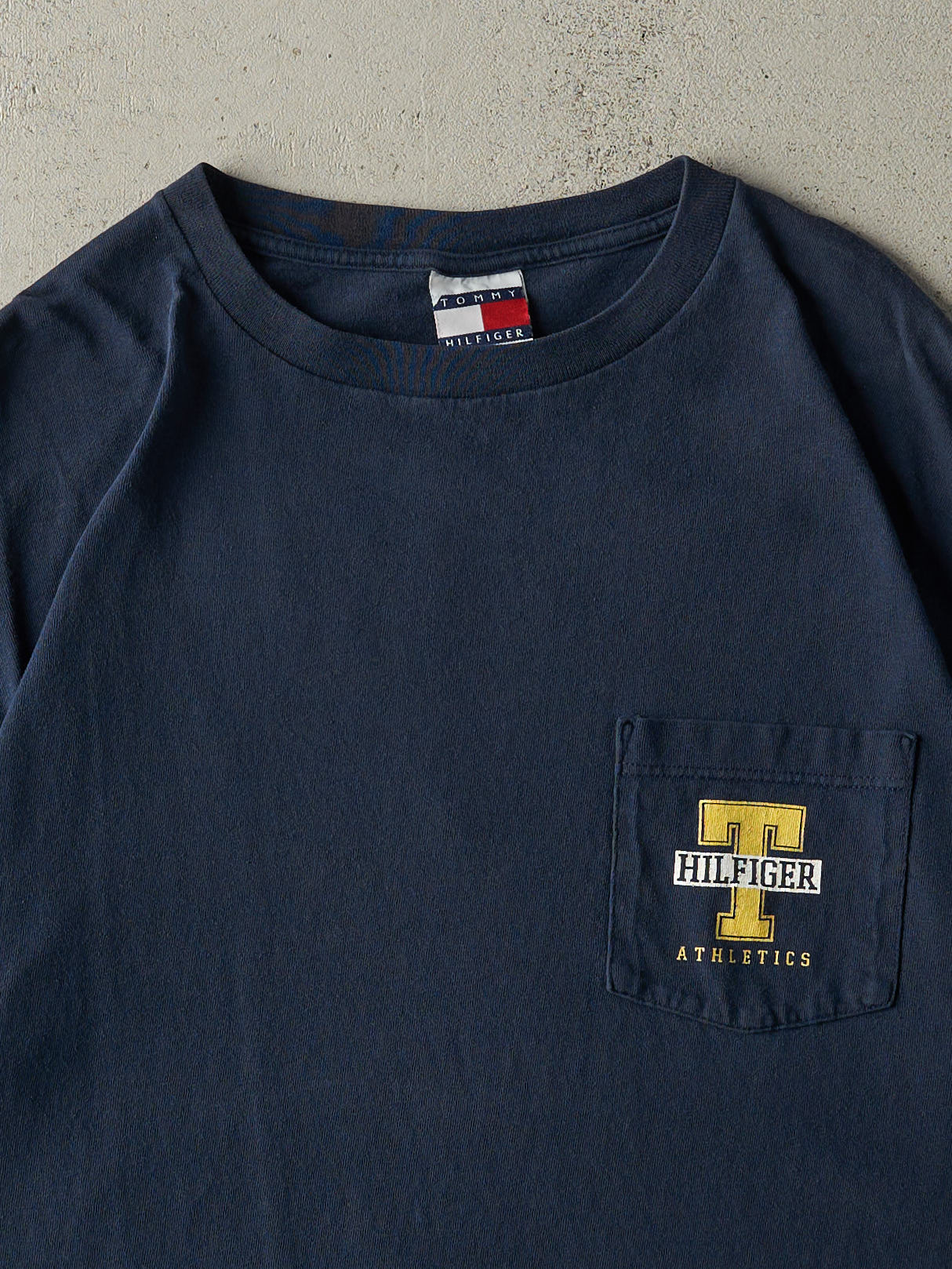 Vintage 90s Navy Blue Tommy Hilgifer Pocket Tee (L)