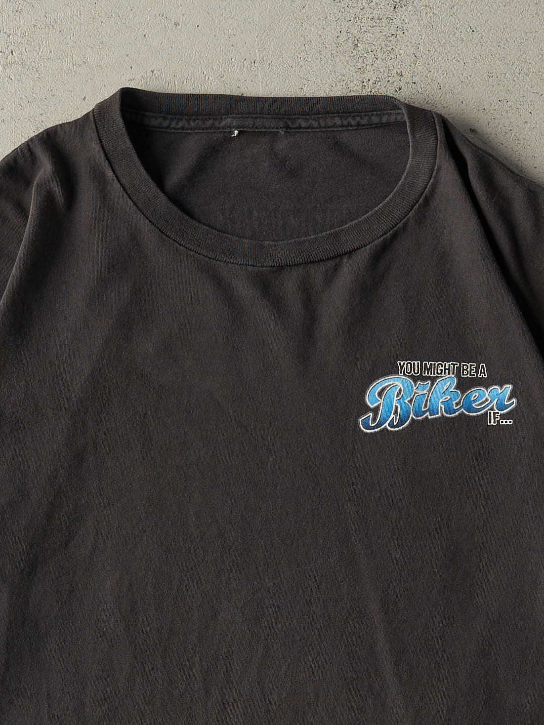 Vintage Y2K Faded Black "You Might Be A Biker If..." Tee (L/XL)