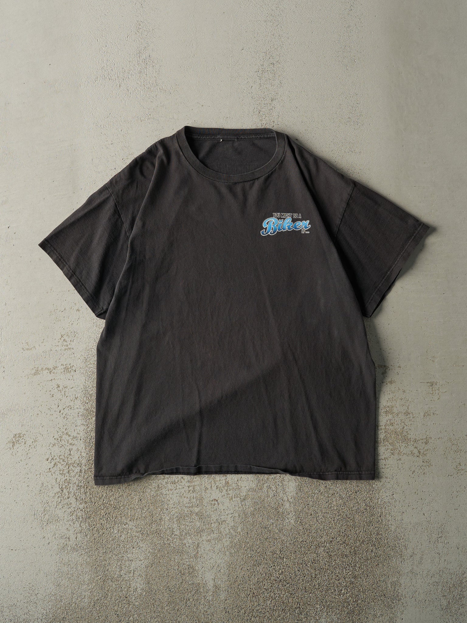 Vintage Y2K Faded Black "You Might Be A Biker If..." Tee (L)