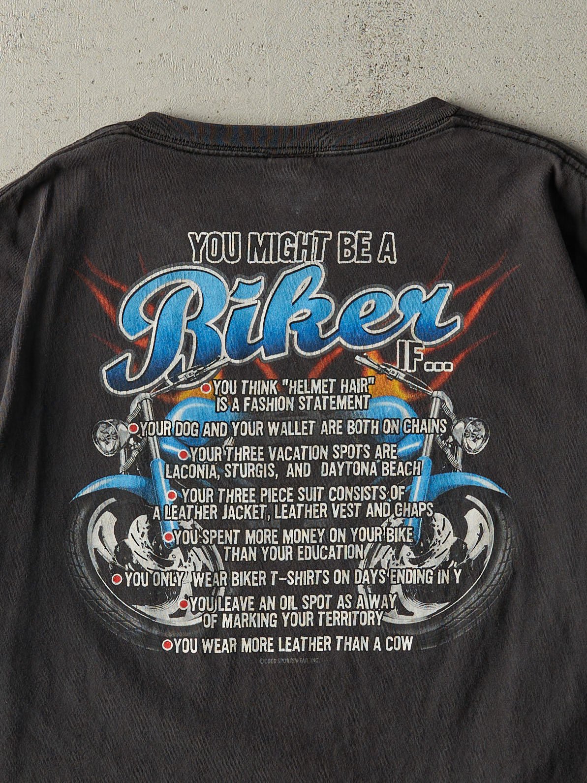 Vintage Y2K Faded Black "You Might Be A Biker If..." Tee (L/XL)