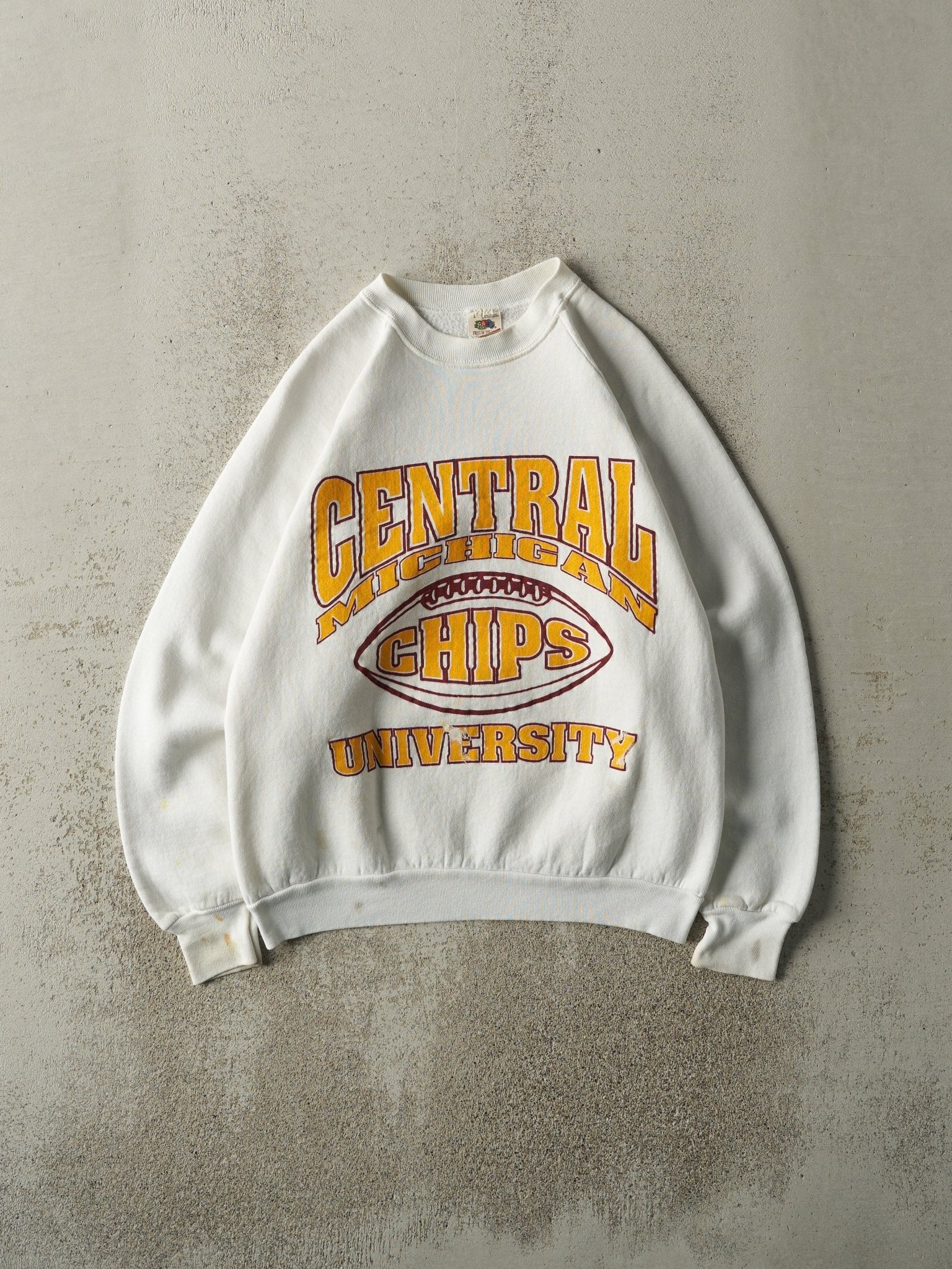 Vintage 80s White Central Michigan University Chips Crewneck (M)