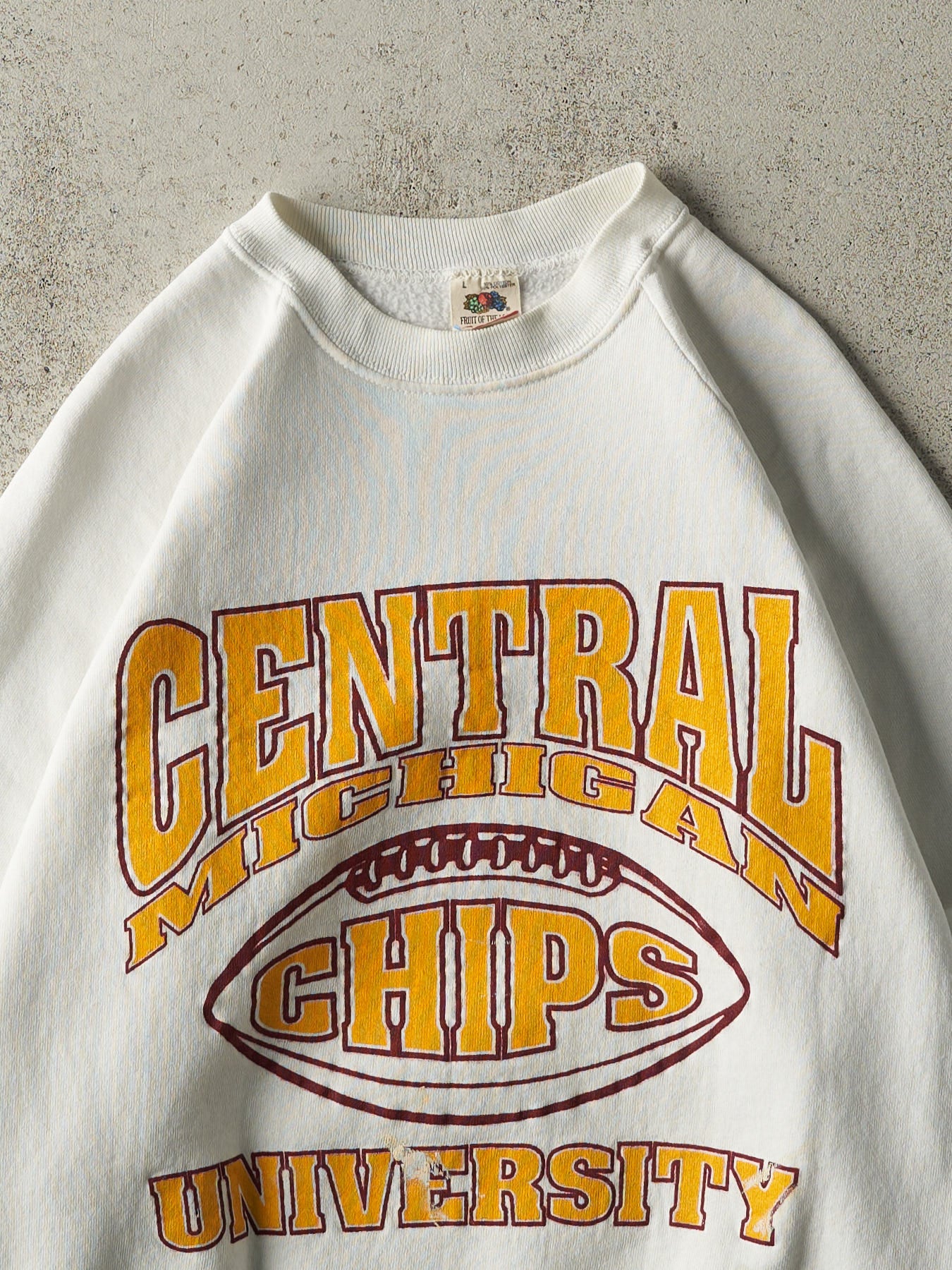Vintage 80s White Central Michigan University Chips Crewneck (M)