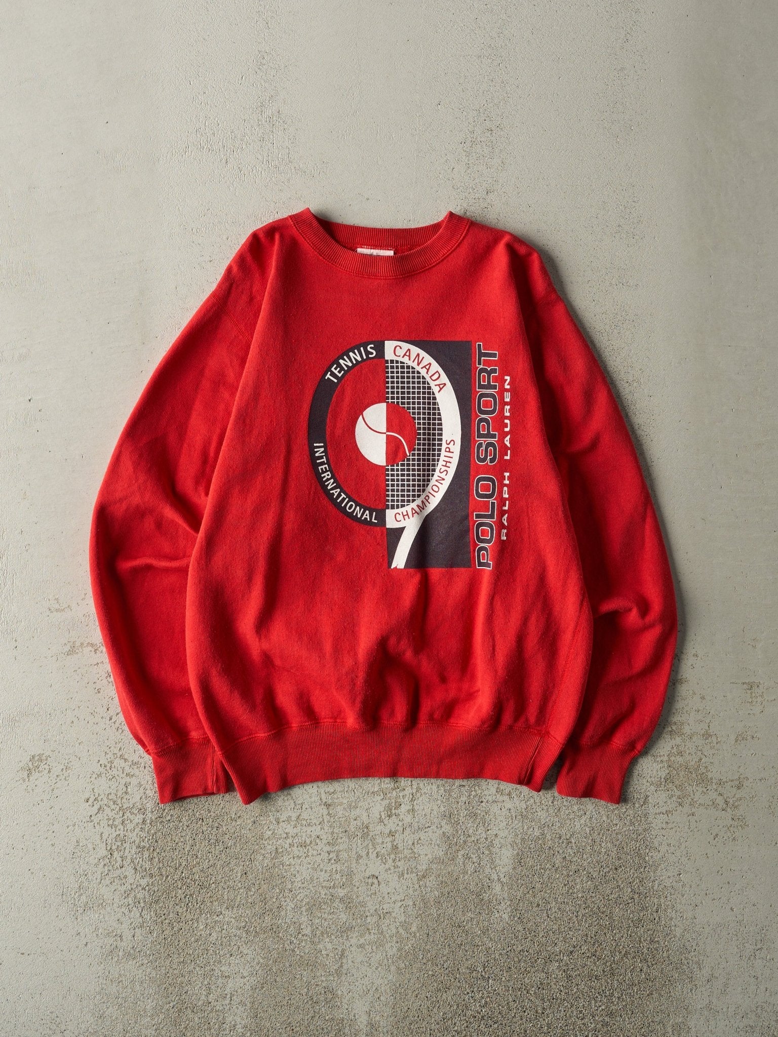 Vintage 90s Red Polo Sport Tennis Championship Crewneck (S/M)
