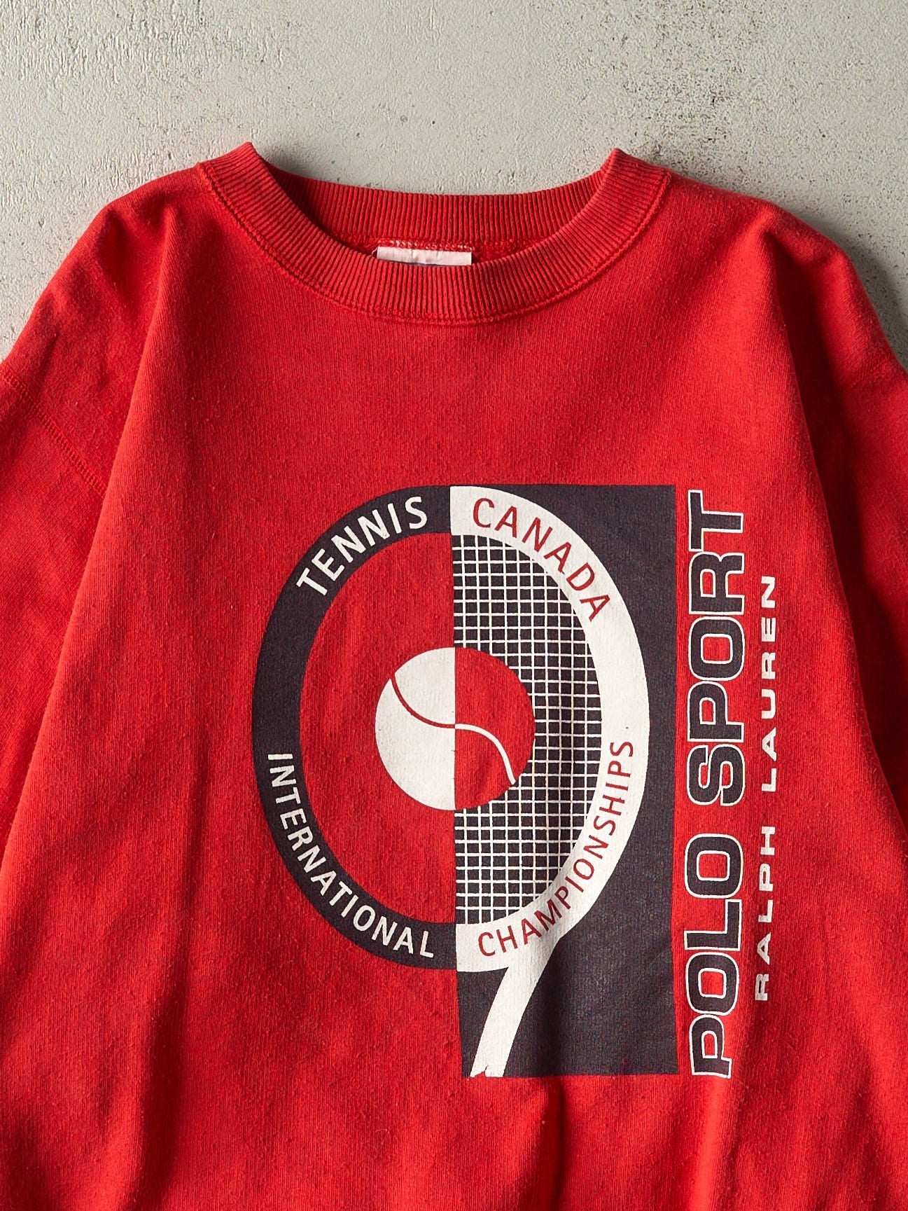 Vintage 90s Red Polo Sport Tennis Championship Crewneck (S/M)