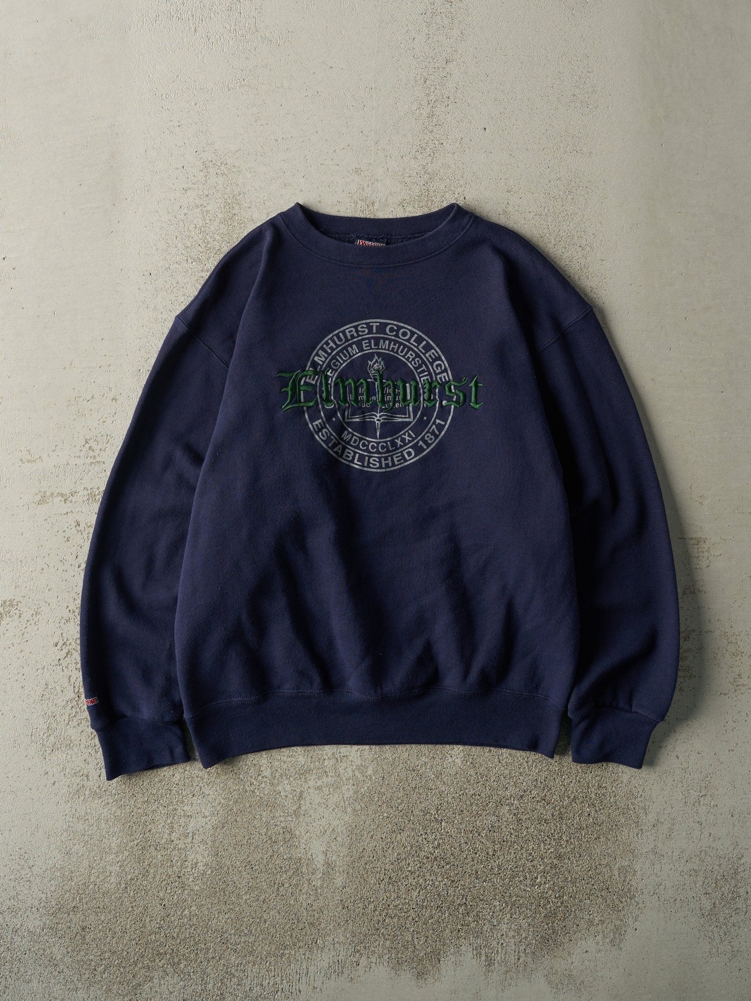 Vintage 90s Navy Blue Elmhurst College Crewneck (M/L)