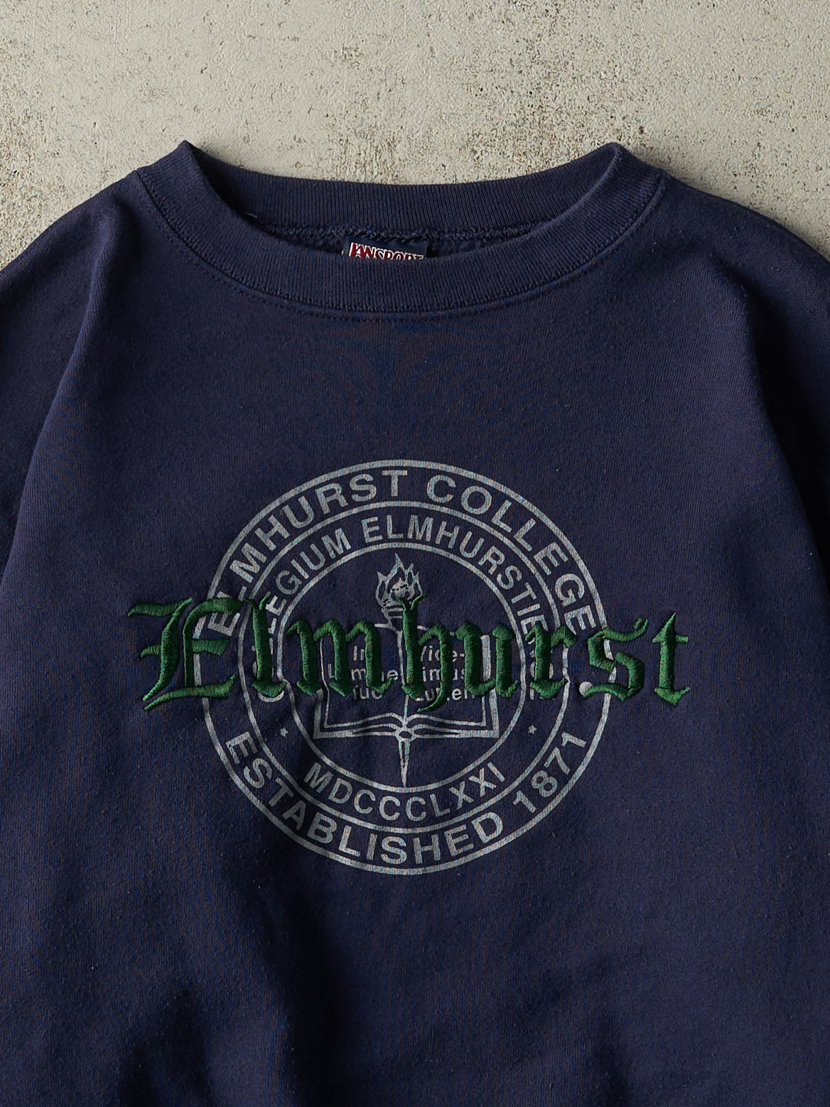 Vintage 90s Navy Blue Elmhurst College Crewneck (M/L)