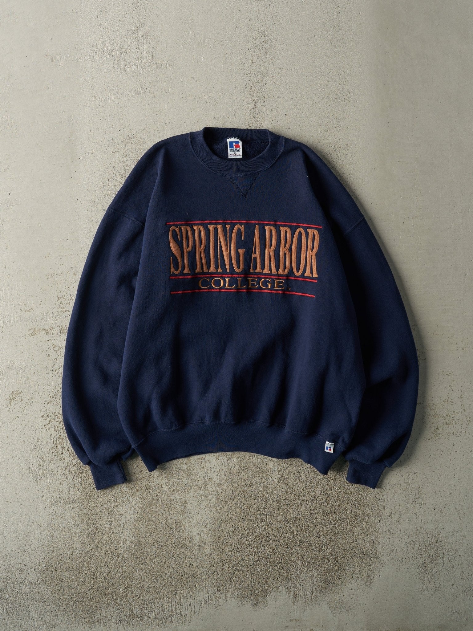 Vintage 90s Navy Blue Spring Arbor College Russell Athletic Crewneck (L/XL)