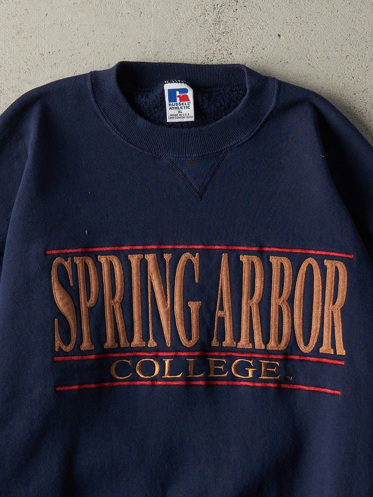 Vintage 90s Navy Blue Spring Arbor College Russell Athletic Crewneck (L/XL)