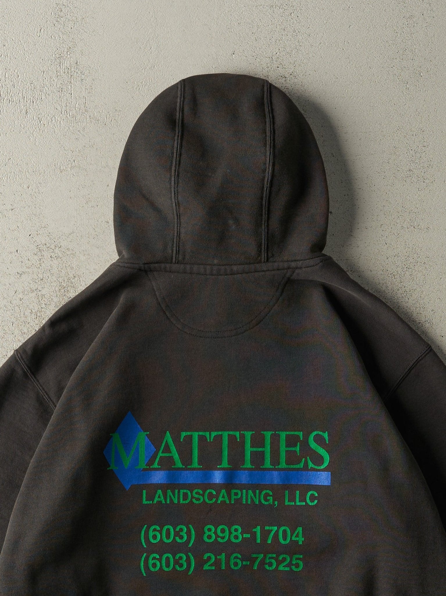 Vintage Y2K Faded Black Carhartt Graphic Hoodie (L/XL)