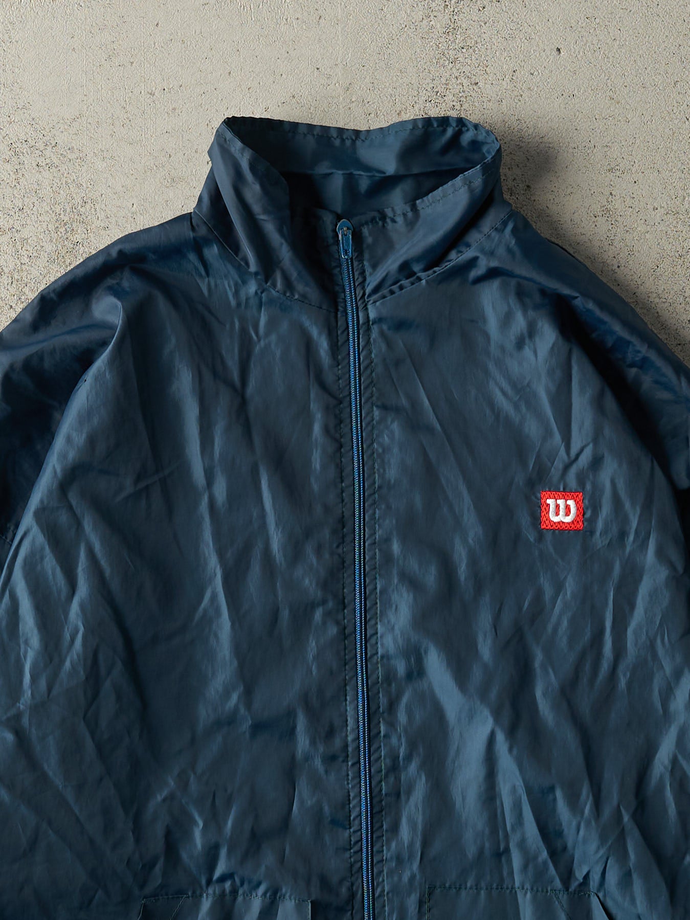 Vintage Y2K Blue Embroidered Wilson Windbreaker Jacket (M)