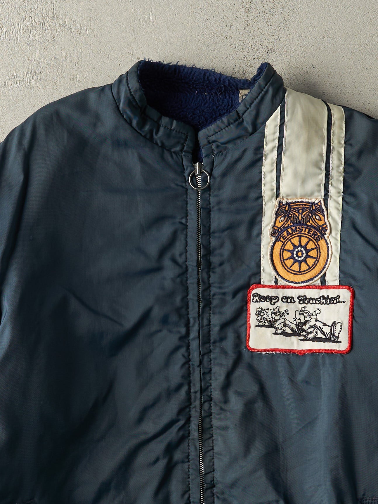 Vintage 70s Blue Fleece Lined Work Jacket (L)