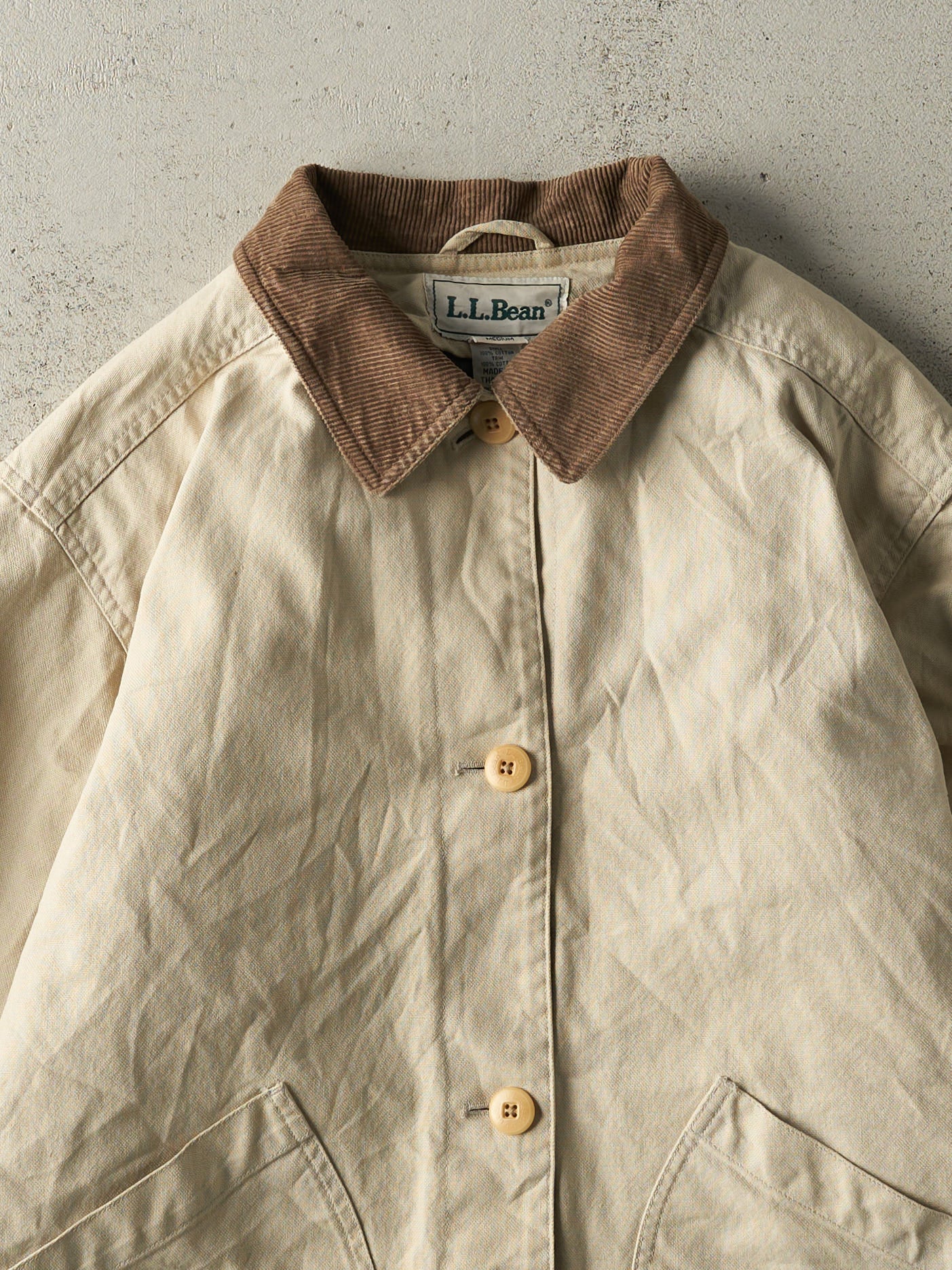 Vintage 90s Beige Button Up LL Bean Barn Jacket (M)