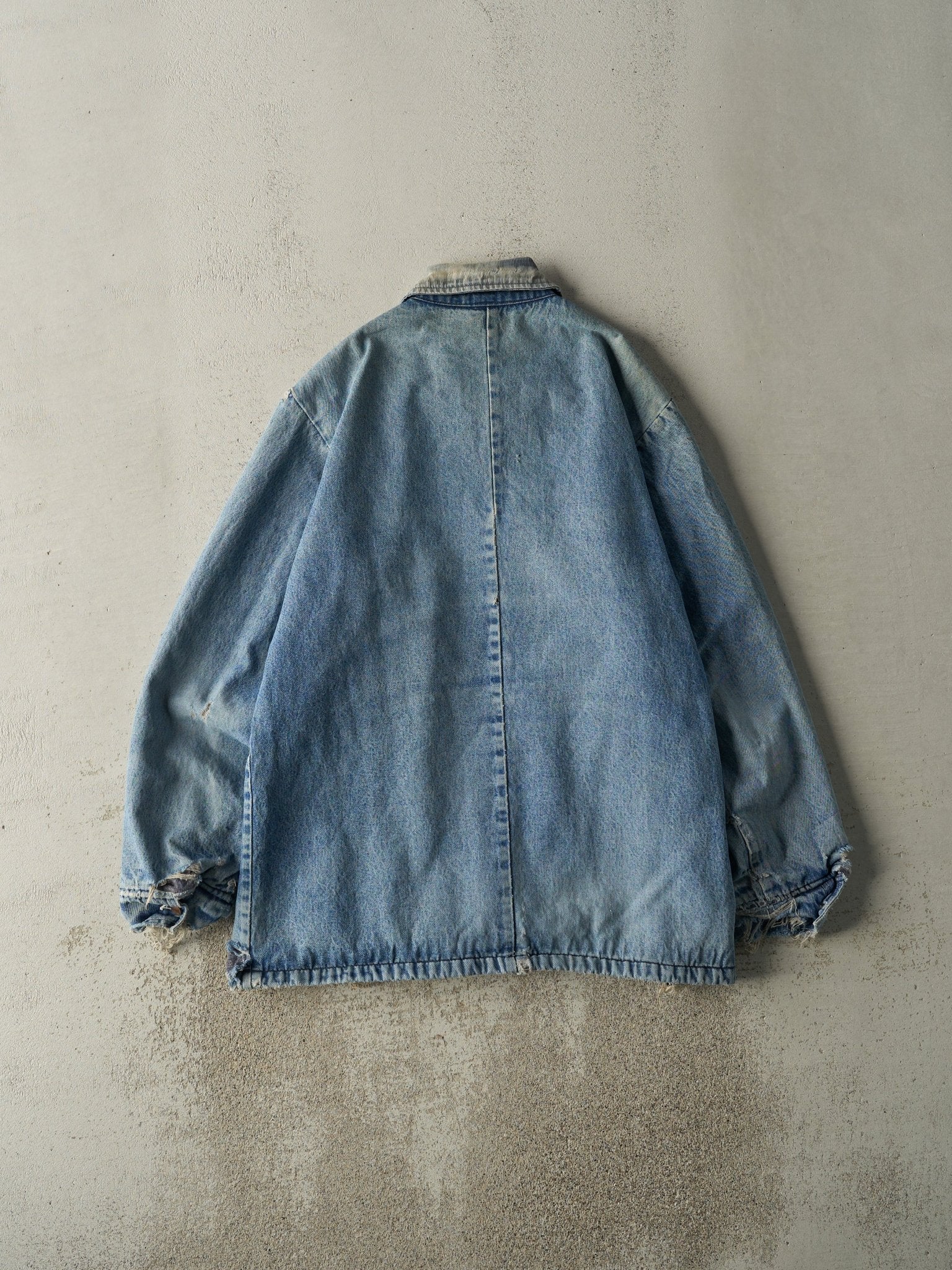 Vintage 80s Light Wash Blanket Lined Denim Chore Jacket (XL)
