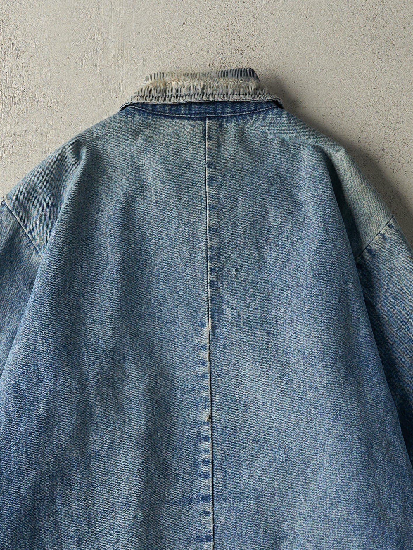 Vintage 80s Light Wash Blanket Lined Denim Chore Jacket (XL)