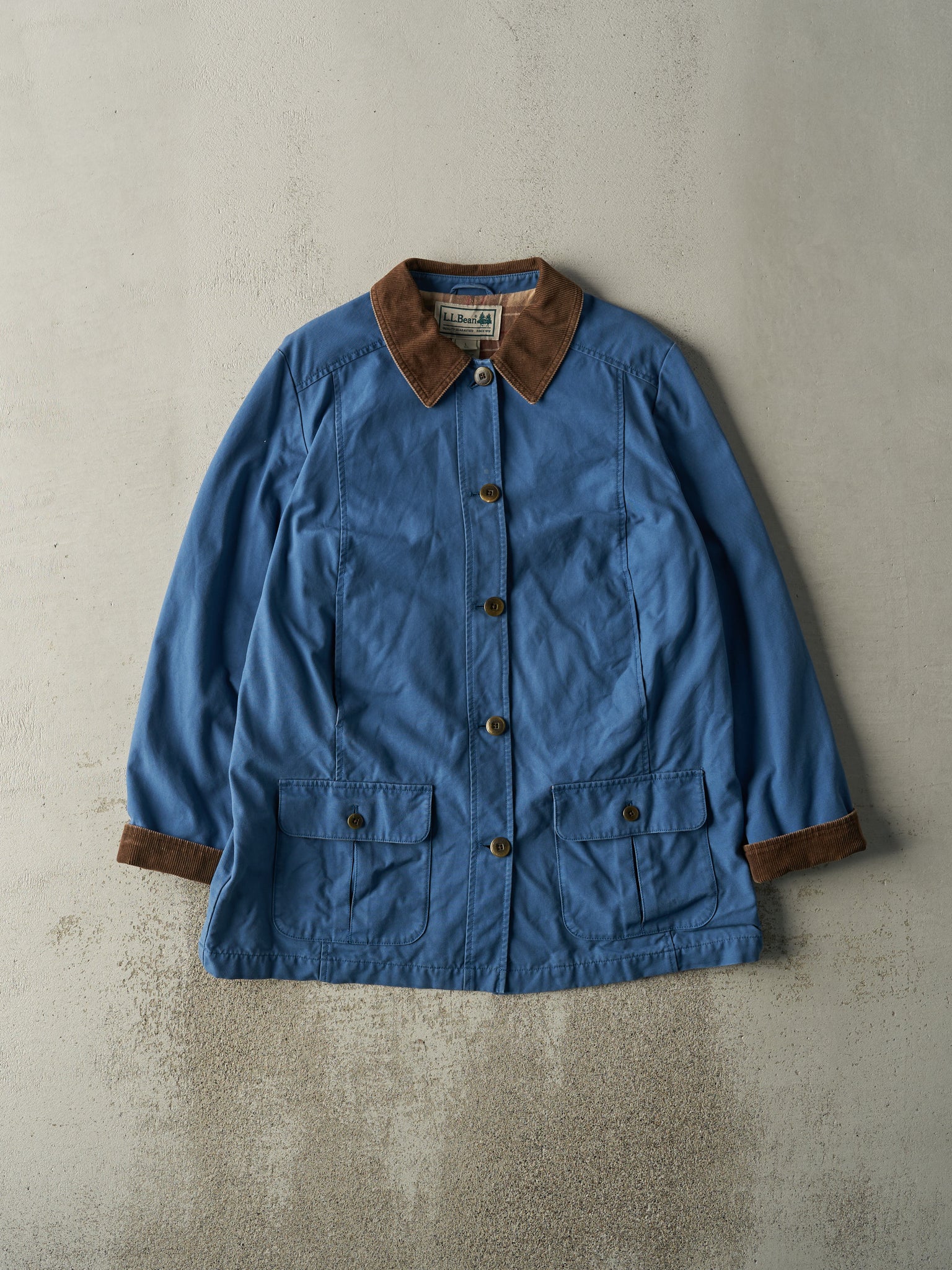 Vintage 90s Blue LL Bean Flannel Lined Barn Jacket (M)