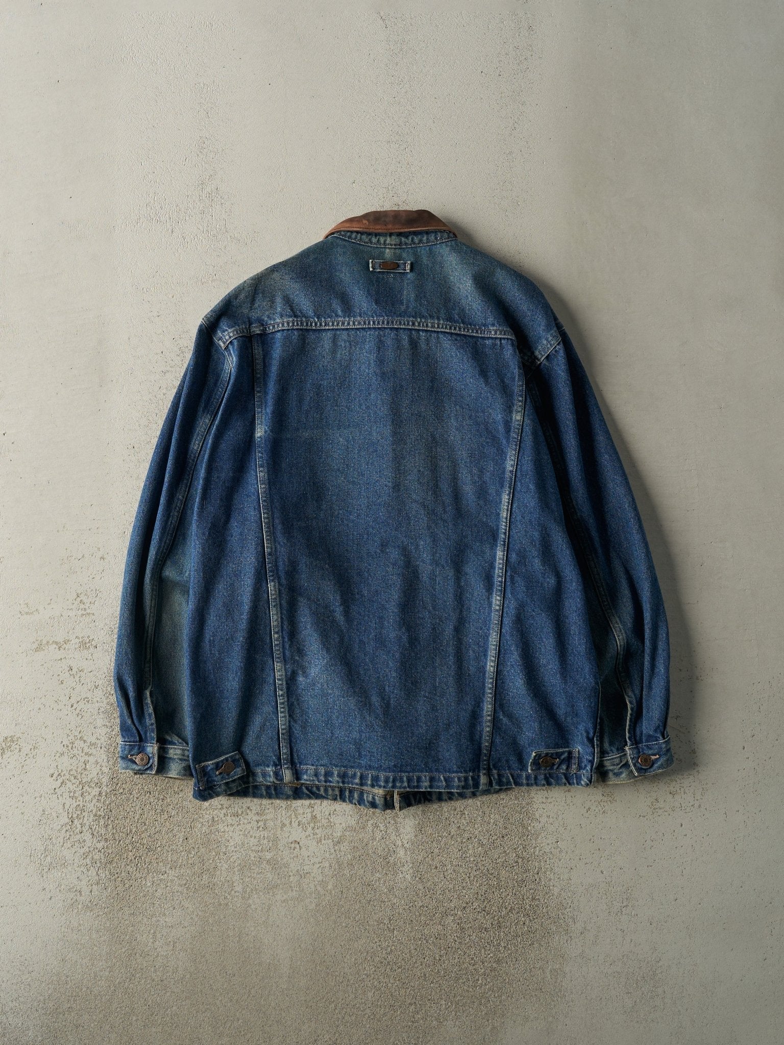 Vintage 90s Dark Wash Embroidered Denim Chore Jacket (M)