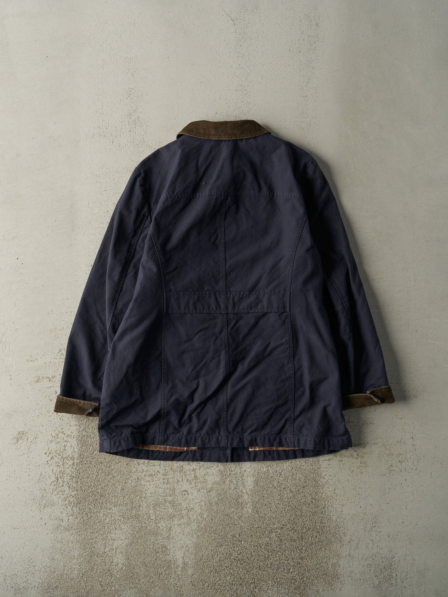 Vintage 90s Navy Blue LL Bean Flannel Lined Barn Jacket (M)