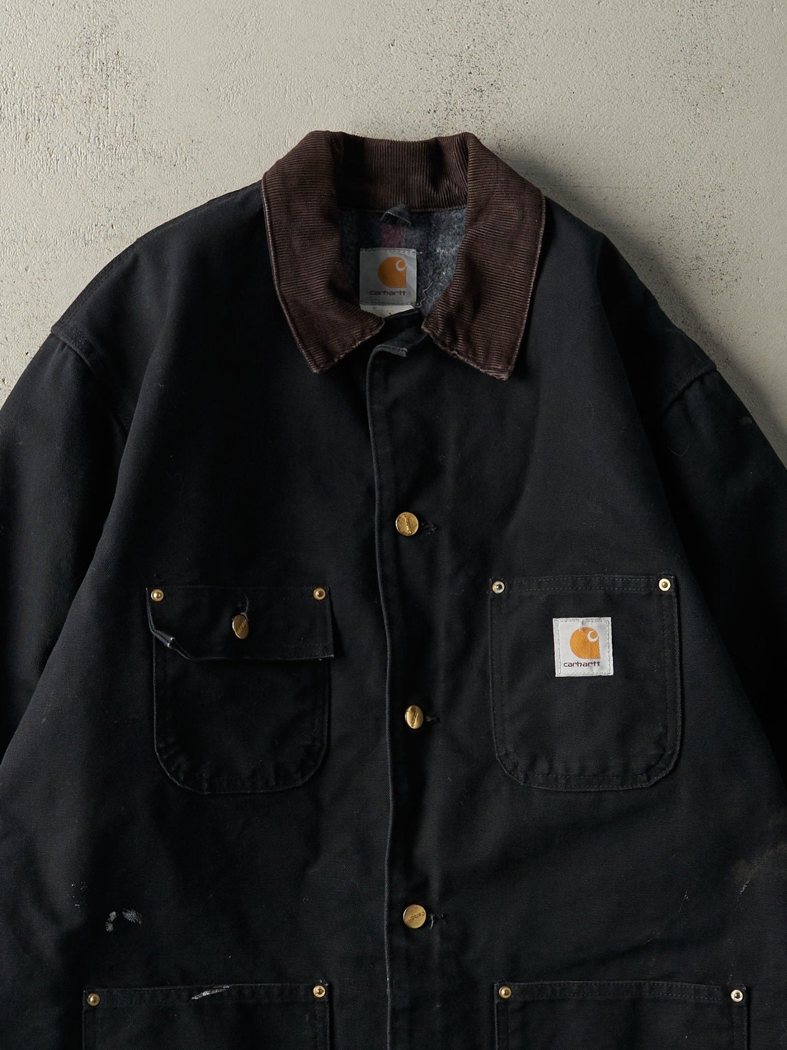 Vintage 90s Black Carhartt Blanket Lined Chore Jacket (L)