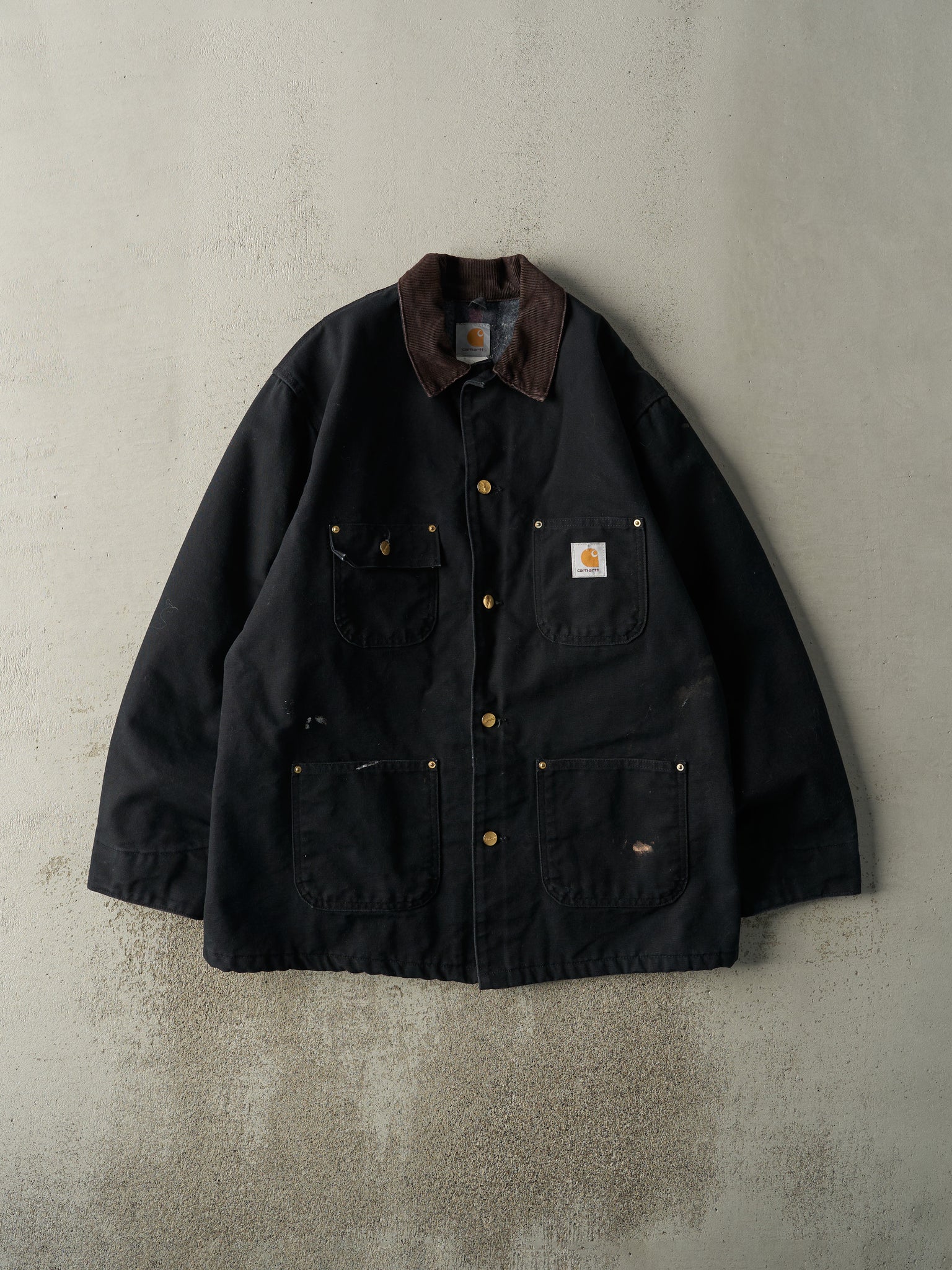 Vintage 90s Black Carhartt Blanket Lined Chore Jacket (L)