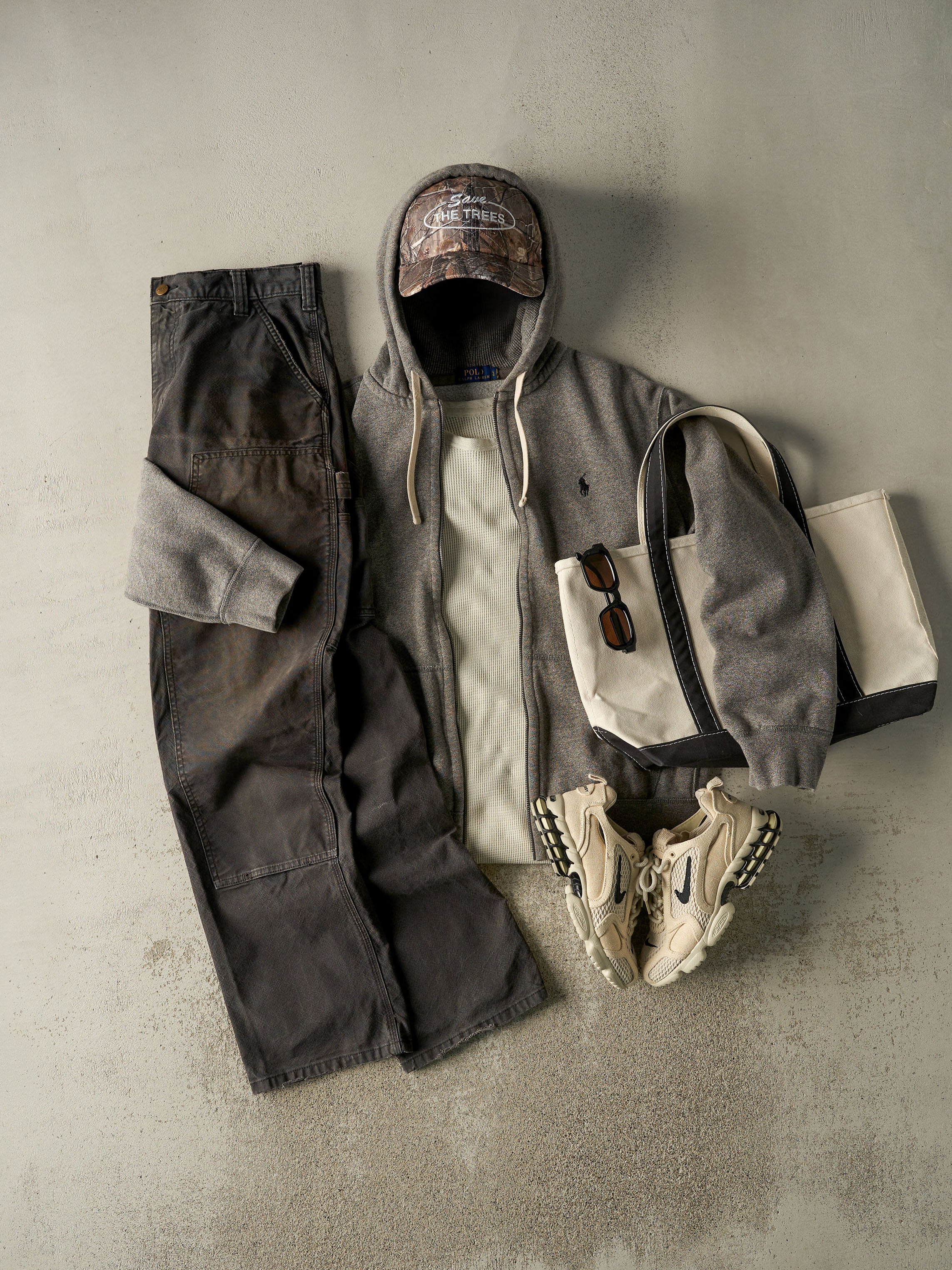 Vintage 90s Sun Faded Black Carhartt Double Knee Carpenter Pants (34x33)