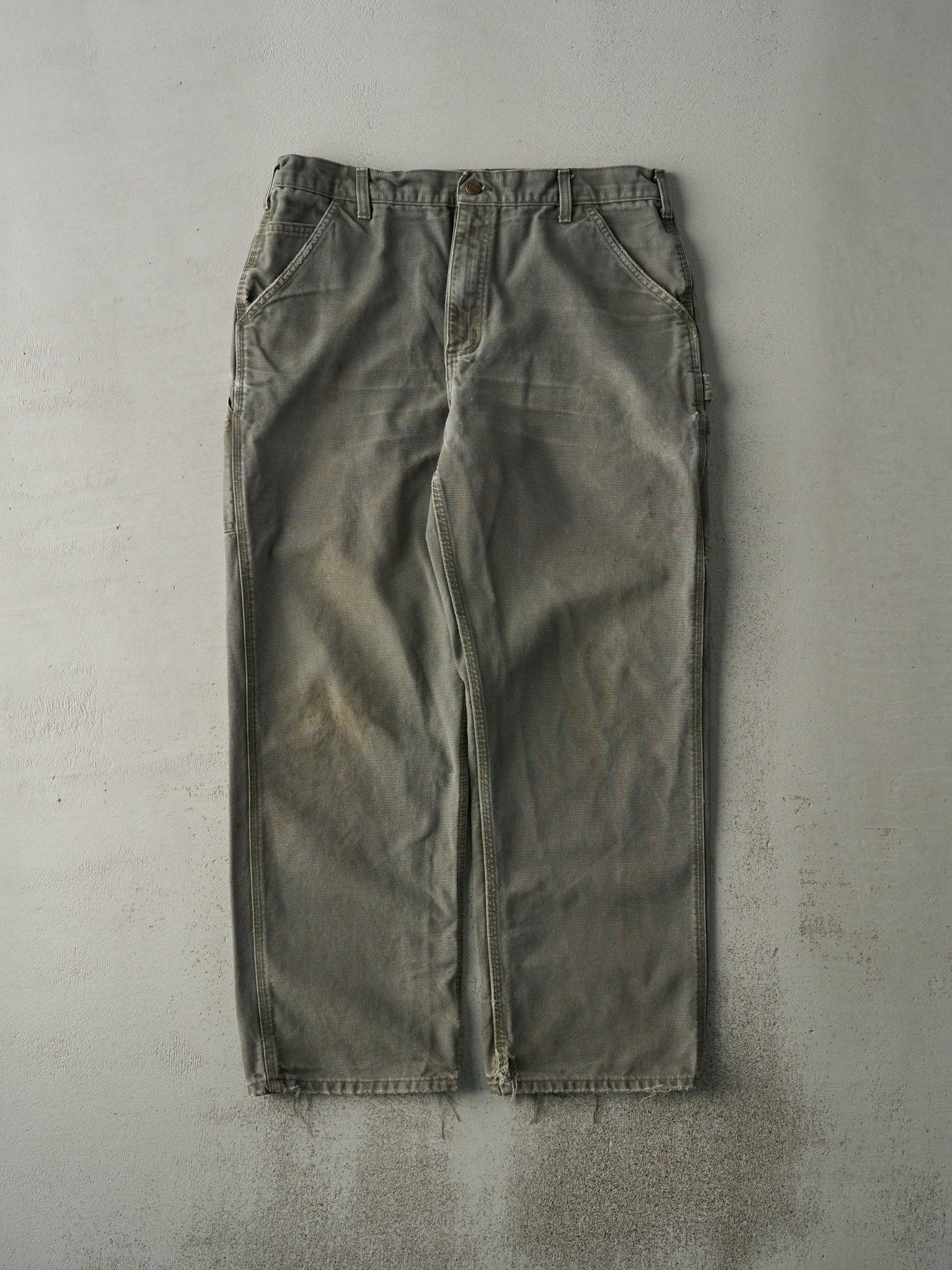 Vintage Y2K Faded Green Carhartt Dungaree Fit Carpenter Pants (35.5x30)
