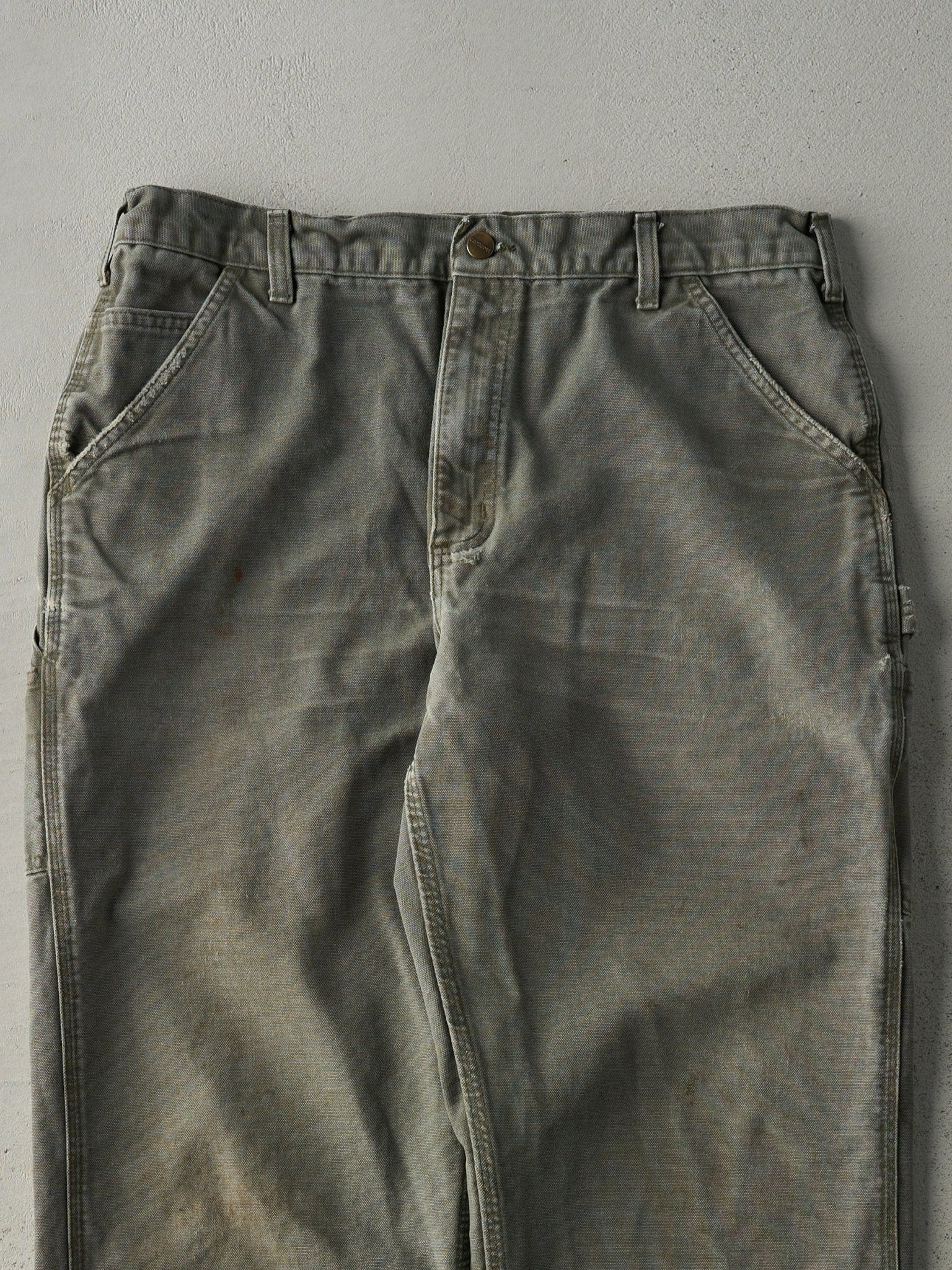 Vintage Y2K Faded Green Carhartt Dungaree Fit Carpenter Pants (35.5x30)