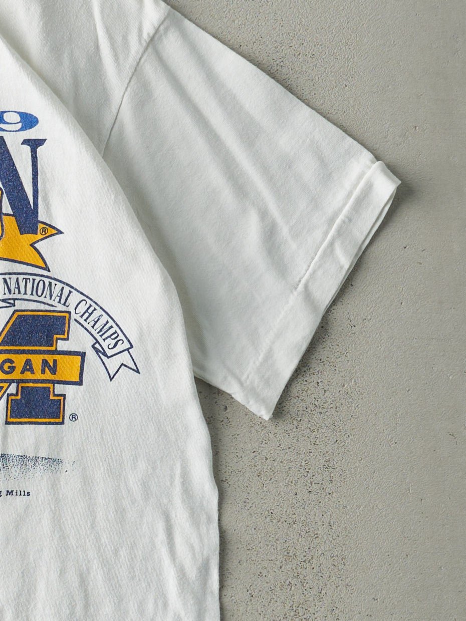 Vintage 89' White Michigan Basketball Single Stitch Tee (S)