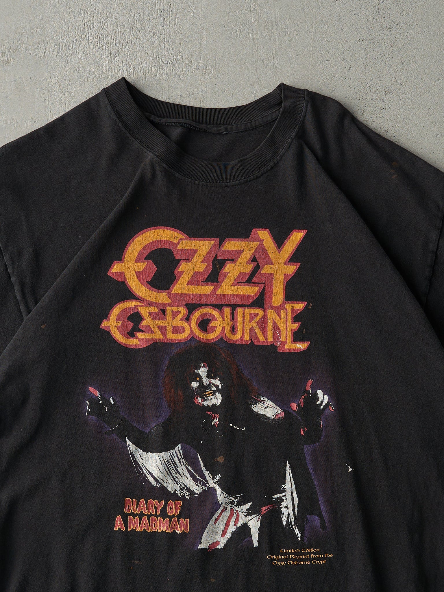 Vintage 90s Faded Black Ozzy Osbourne "Diary Of A Madman" Tee (L)