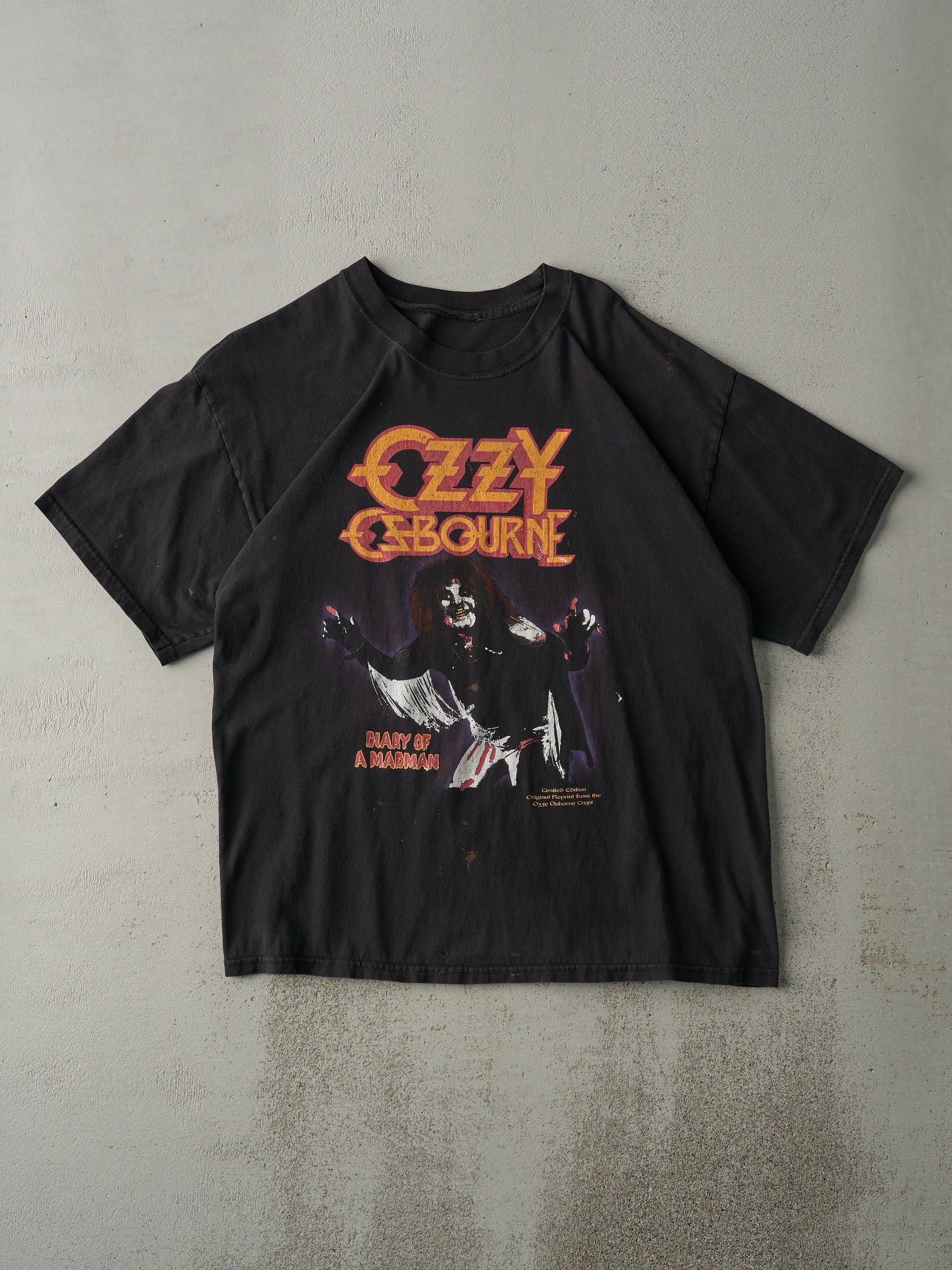 Vintage 90s Faded Black Ozzy Osbourne "Diary Of A Madman" Tee (L)