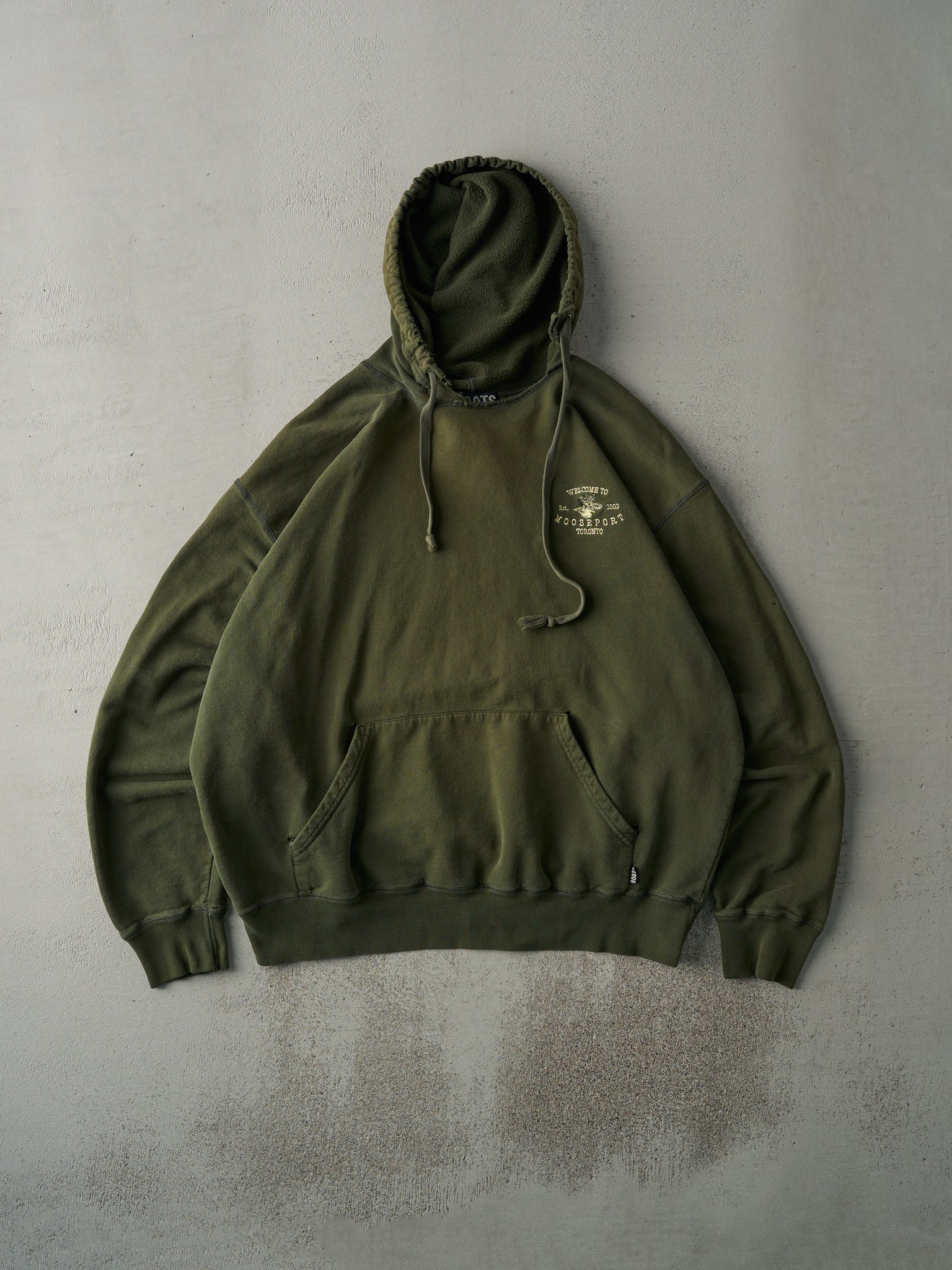 Vintage 03' Sun Faded Green Roots x Mooseport Hoodie (XL/XXL)